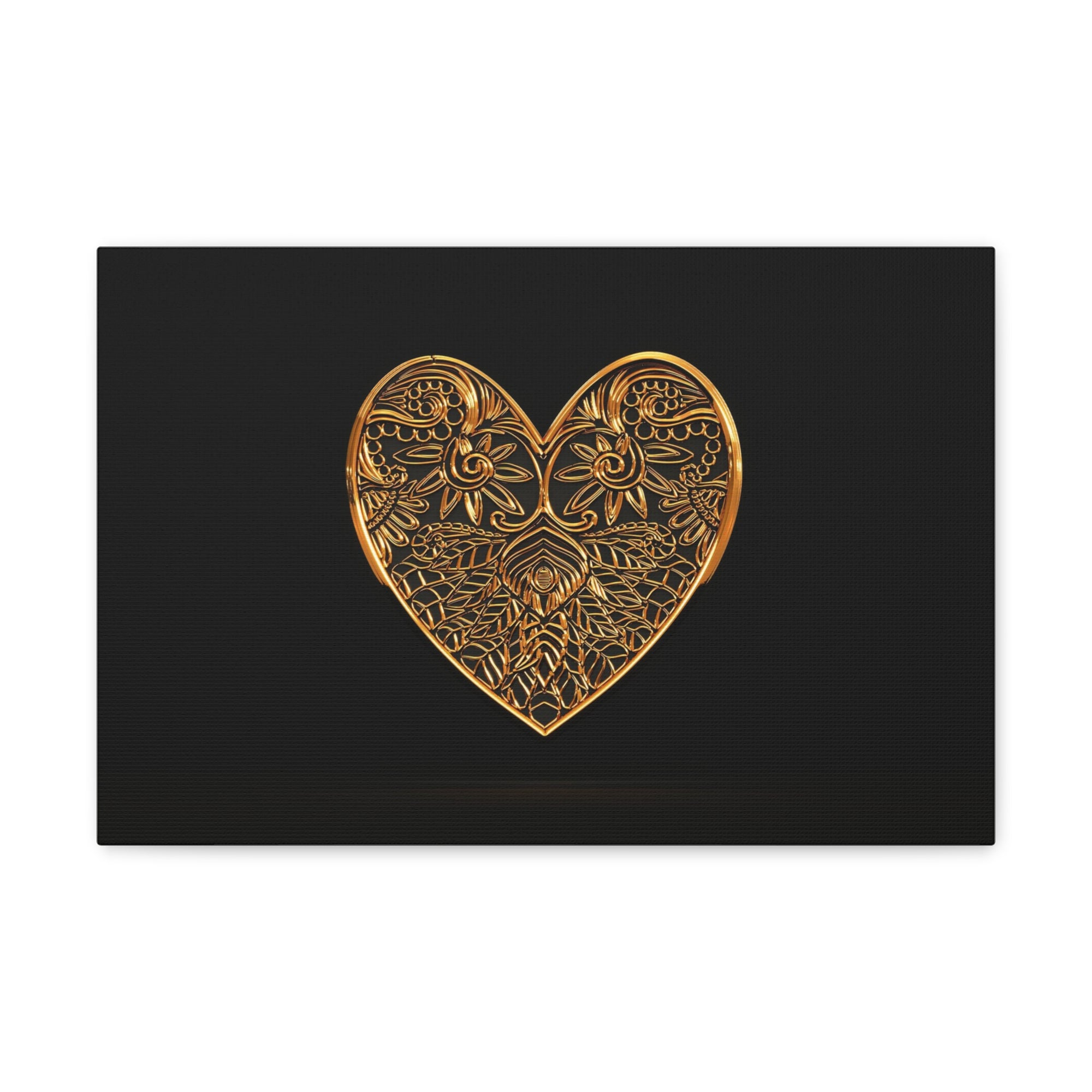 3D Gold Hearts Playing Card Canvas Wall Art for Home Decor Ready-to-Hang-Express Your Love Gifts