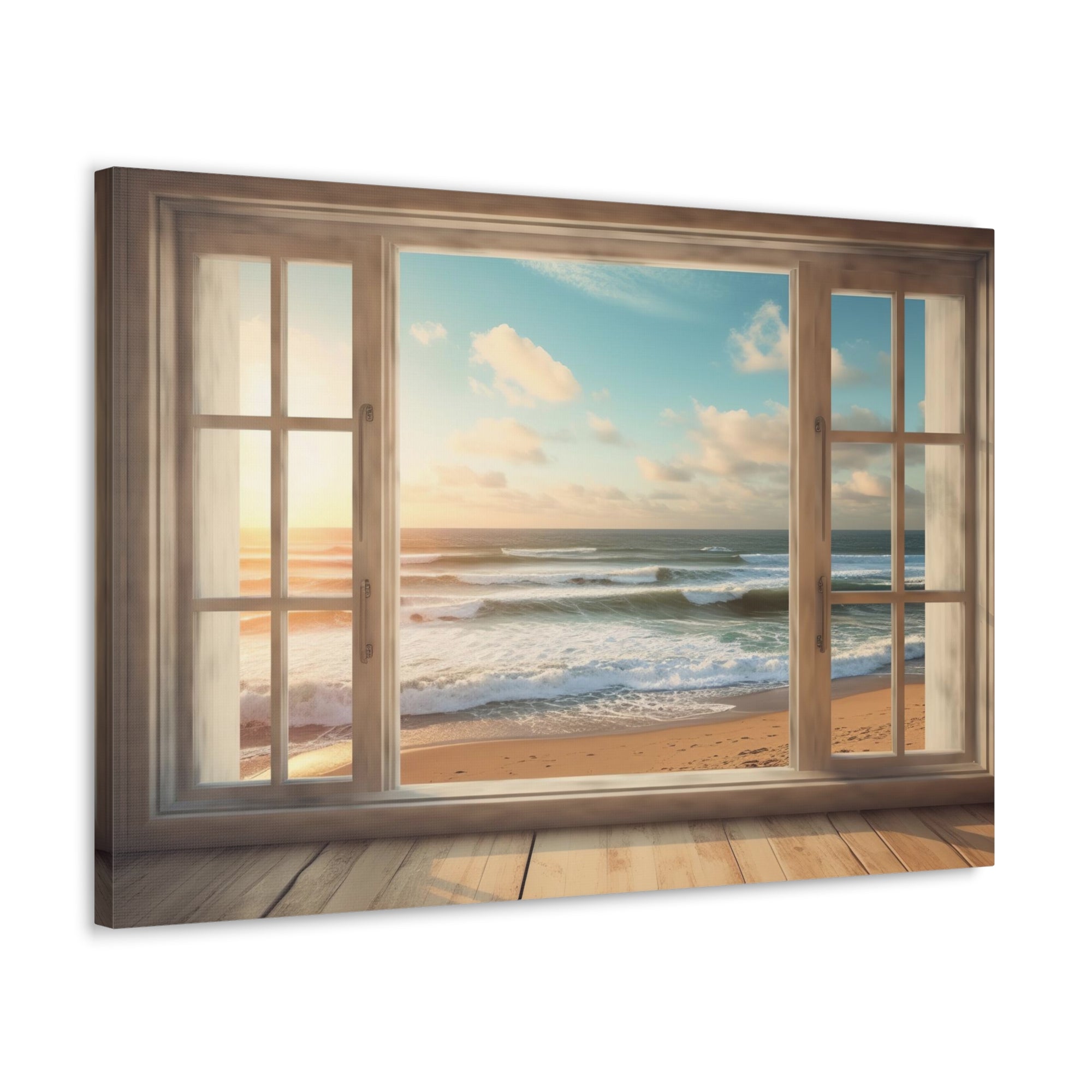 Beautiful Ocean View Window Luxury Ocean Canvas Wall Art for Home Decor Ready-to-Hang-Express Your Love Gifts