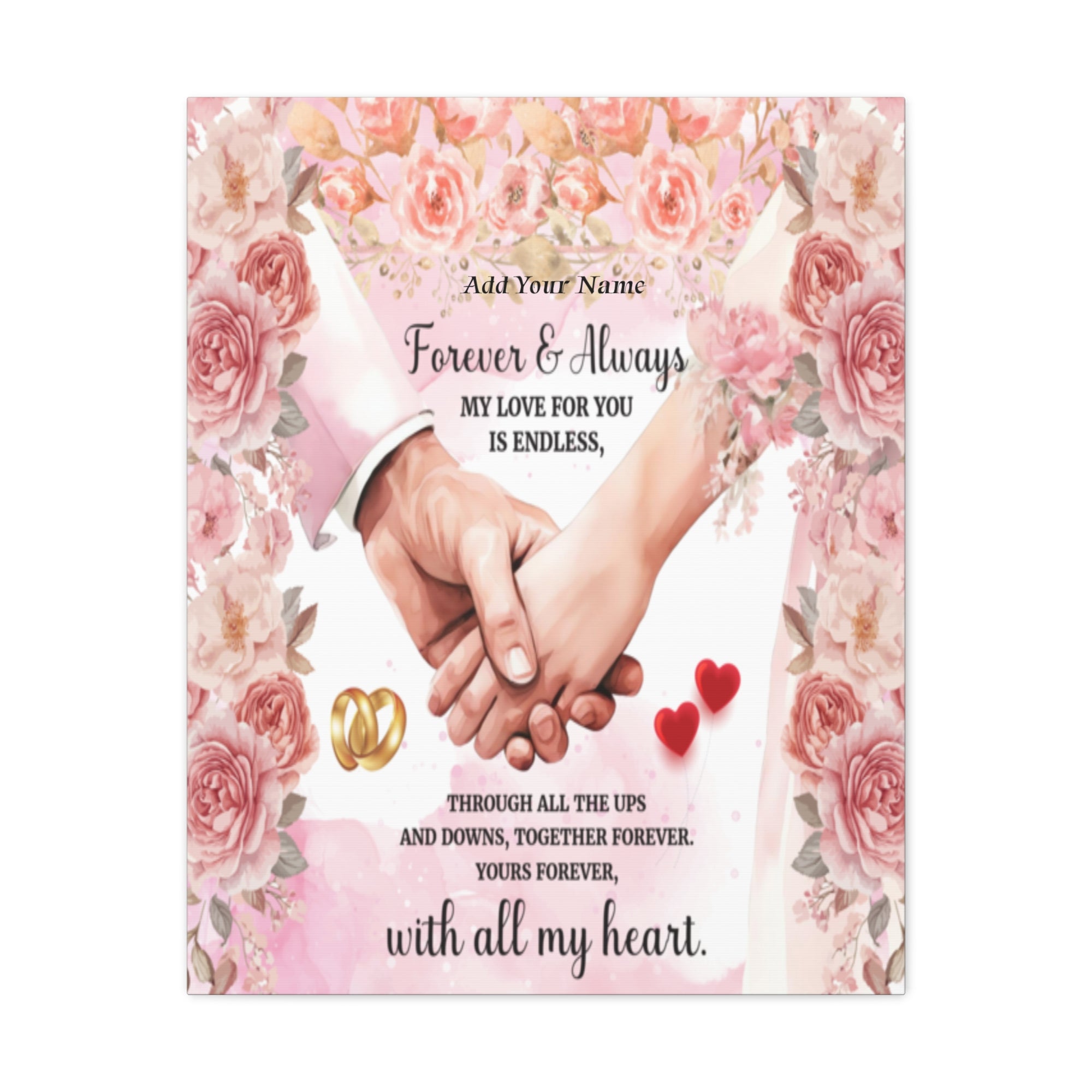 Personalized To My Wife Forever & Always Floral Canvas Wall Art – Romantic Wedding & Anniversary Gift-Express Your Love Gifts