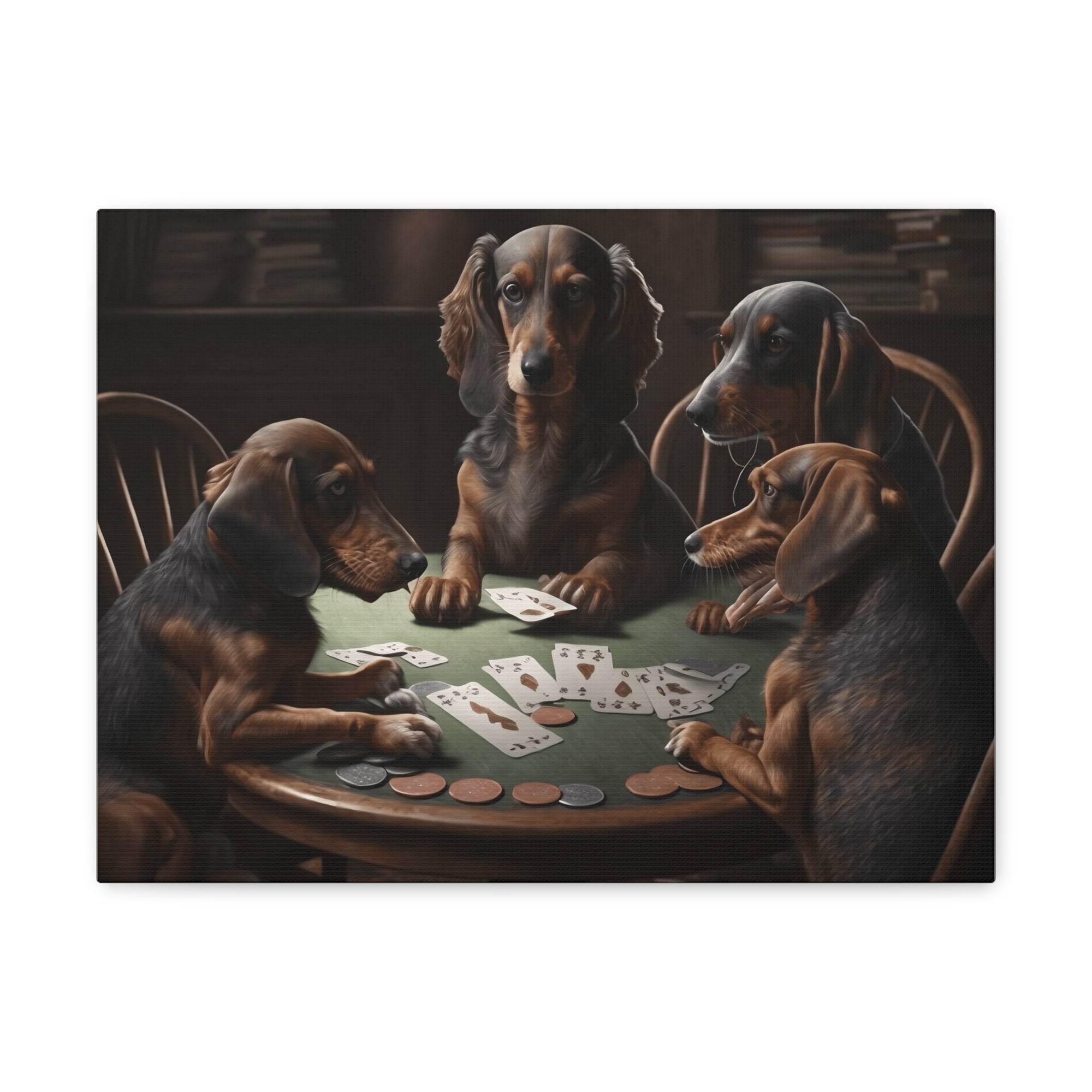 Painting Dogs Playing Poker Funny Game Animals Playing Card Canvas Wall Art for Home Decor Ready-to-Hang-Express Your Love Gifts