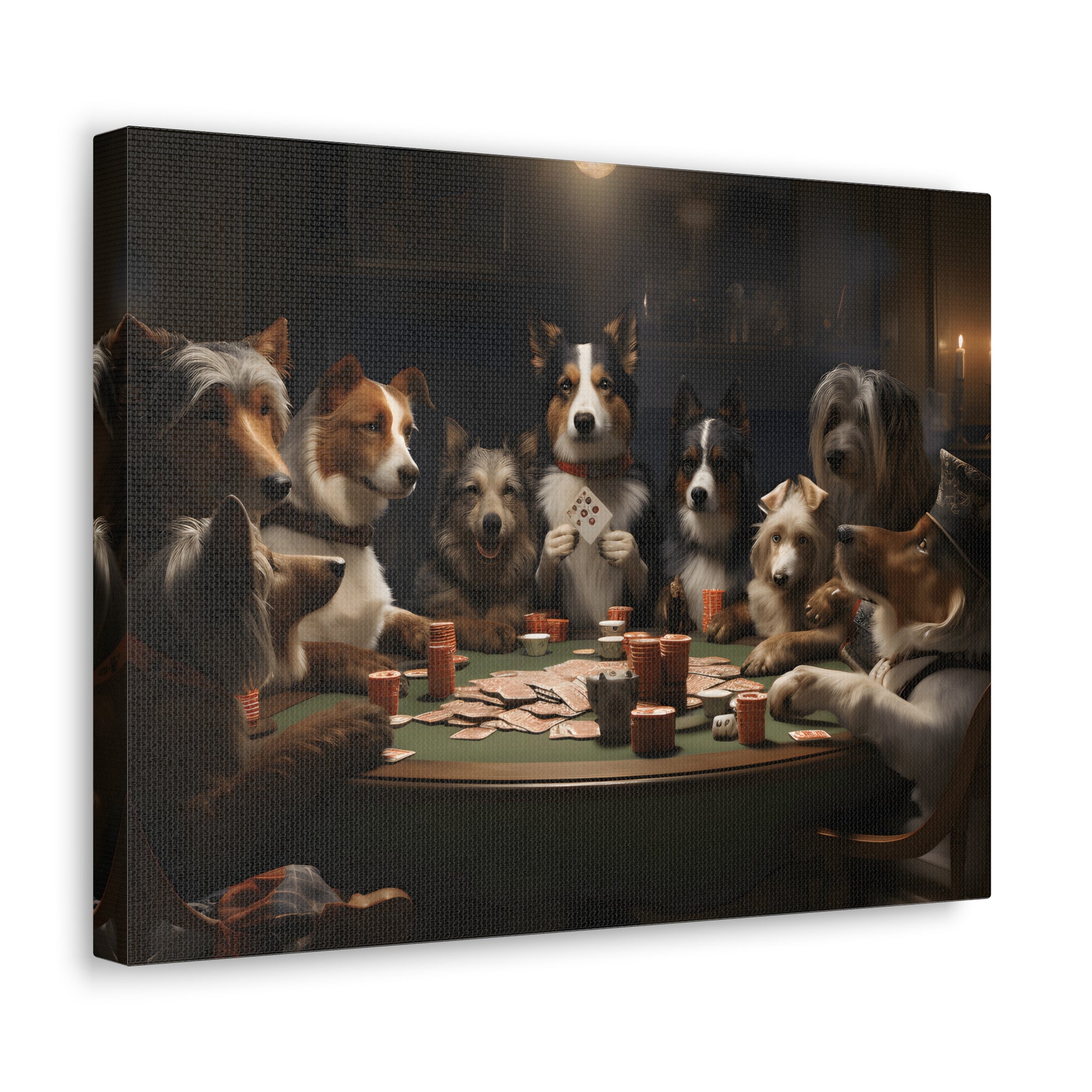 Different Dogs Playing Poker New York Animals Playing Card Canvas Wall Art for Home Decor Ready-to-Hang-Express Your Love Gifts