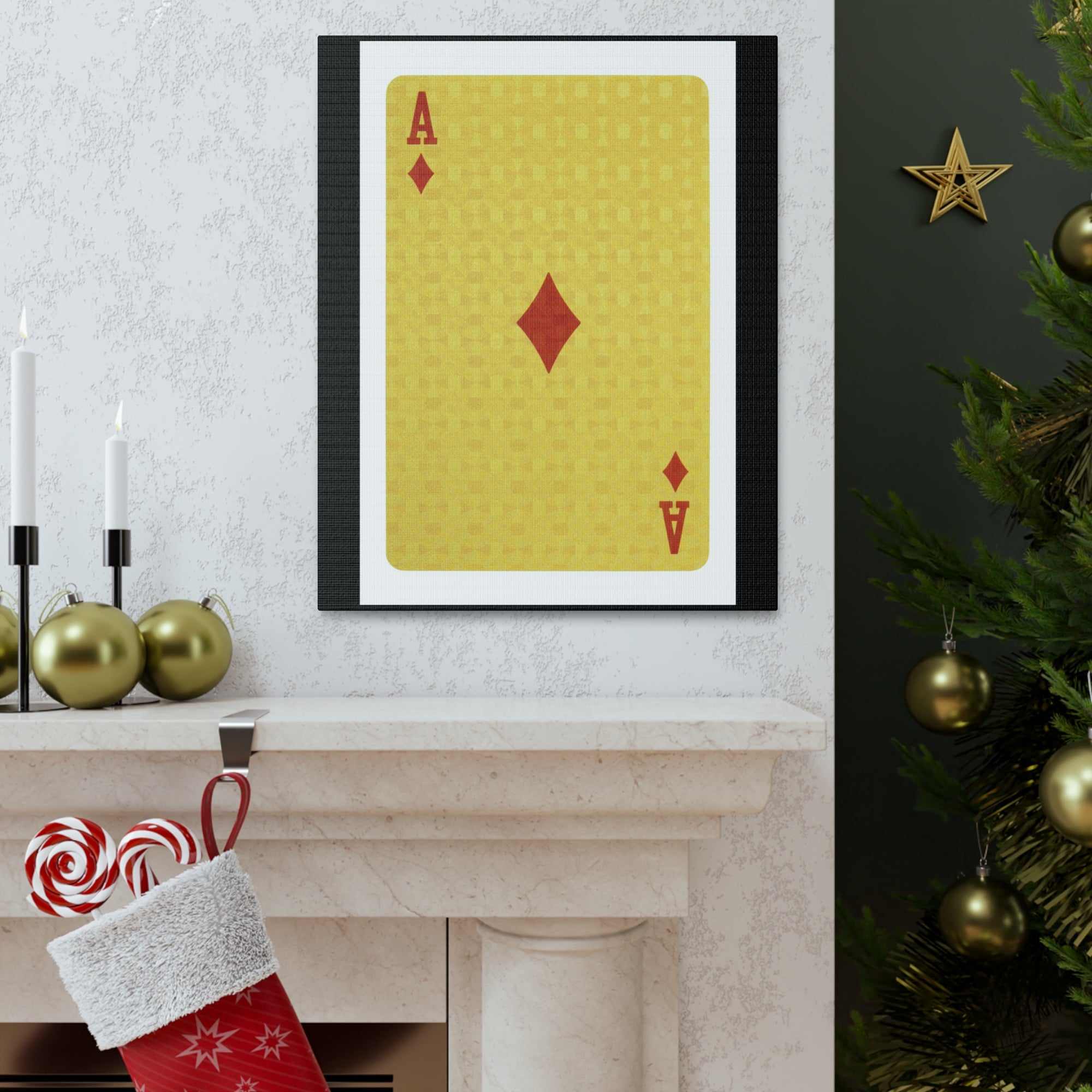 Ace Of Diamonds Isolated White Background Playing Card Canvas Wall Art for Home Decor Ready-to-Hang-Express Your Love Gifts