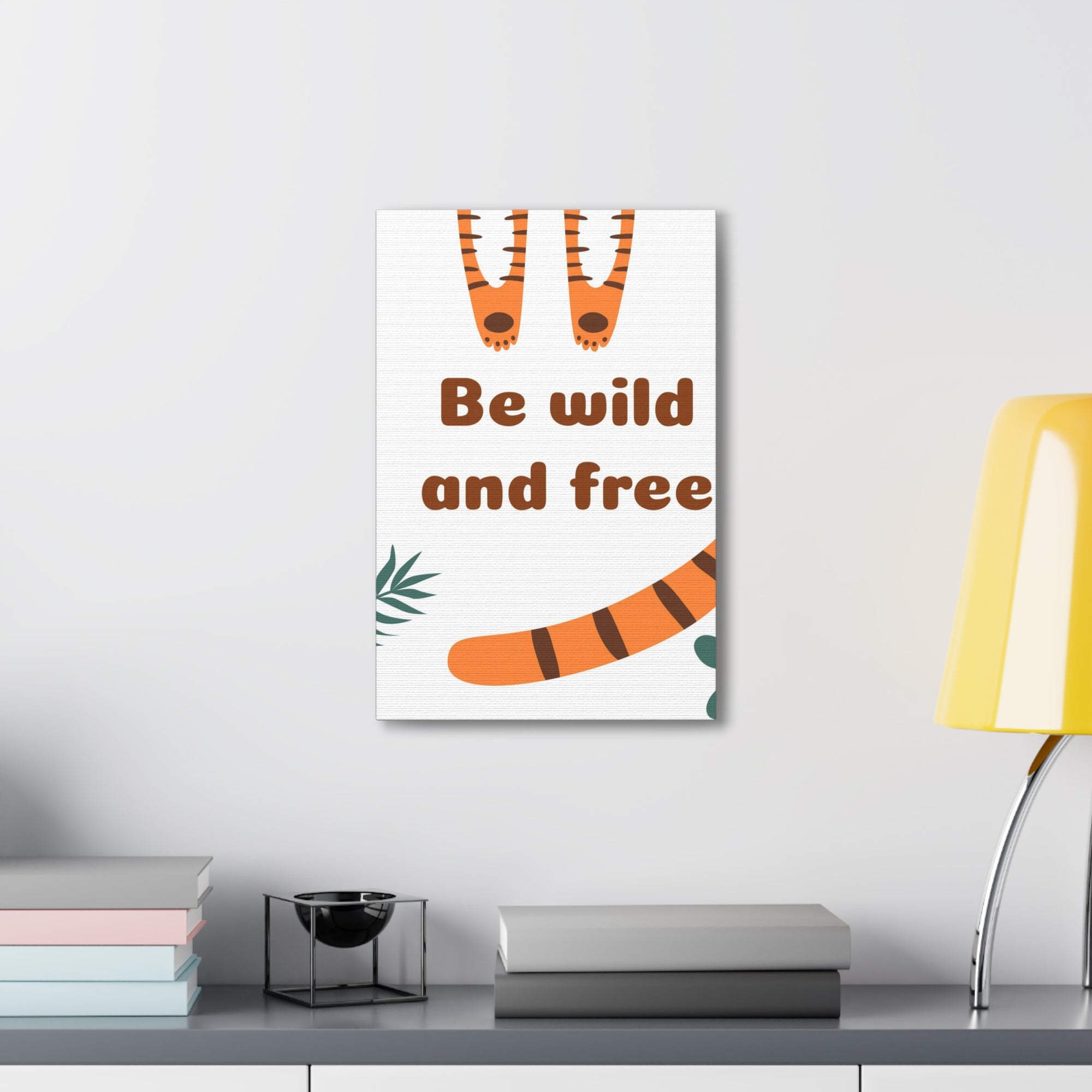 Be Wild And Free Tiger Paws And Tail Inspirational Canvas Wall Art for Home Decor Ready-to-Hang-Express Your Love Gifts