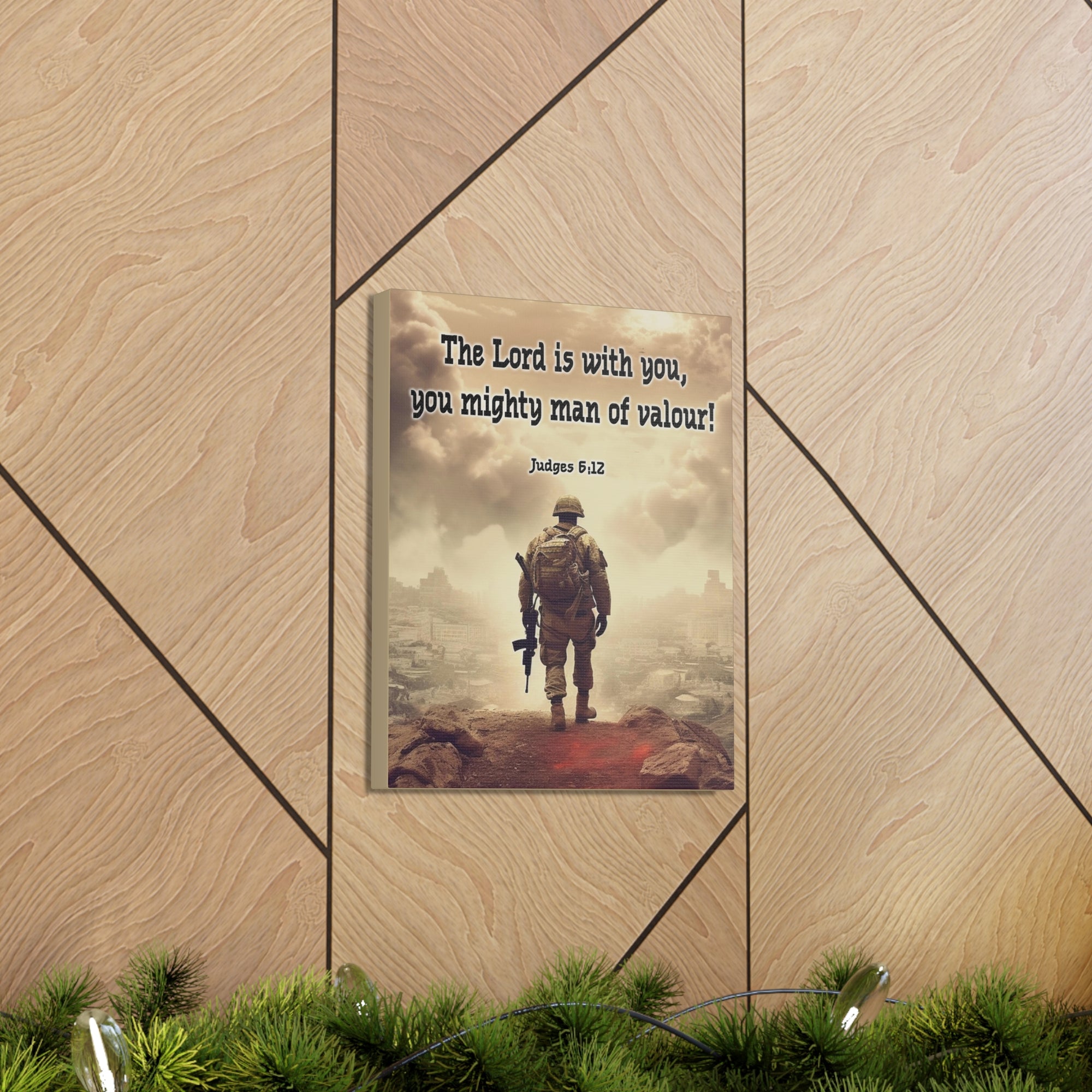 Scripture Walls Divine Valor: A Soldier's Journey Judges 6:12 Christian Wall Art Print Ready to Hang Unframed-Express Your Love Gifts