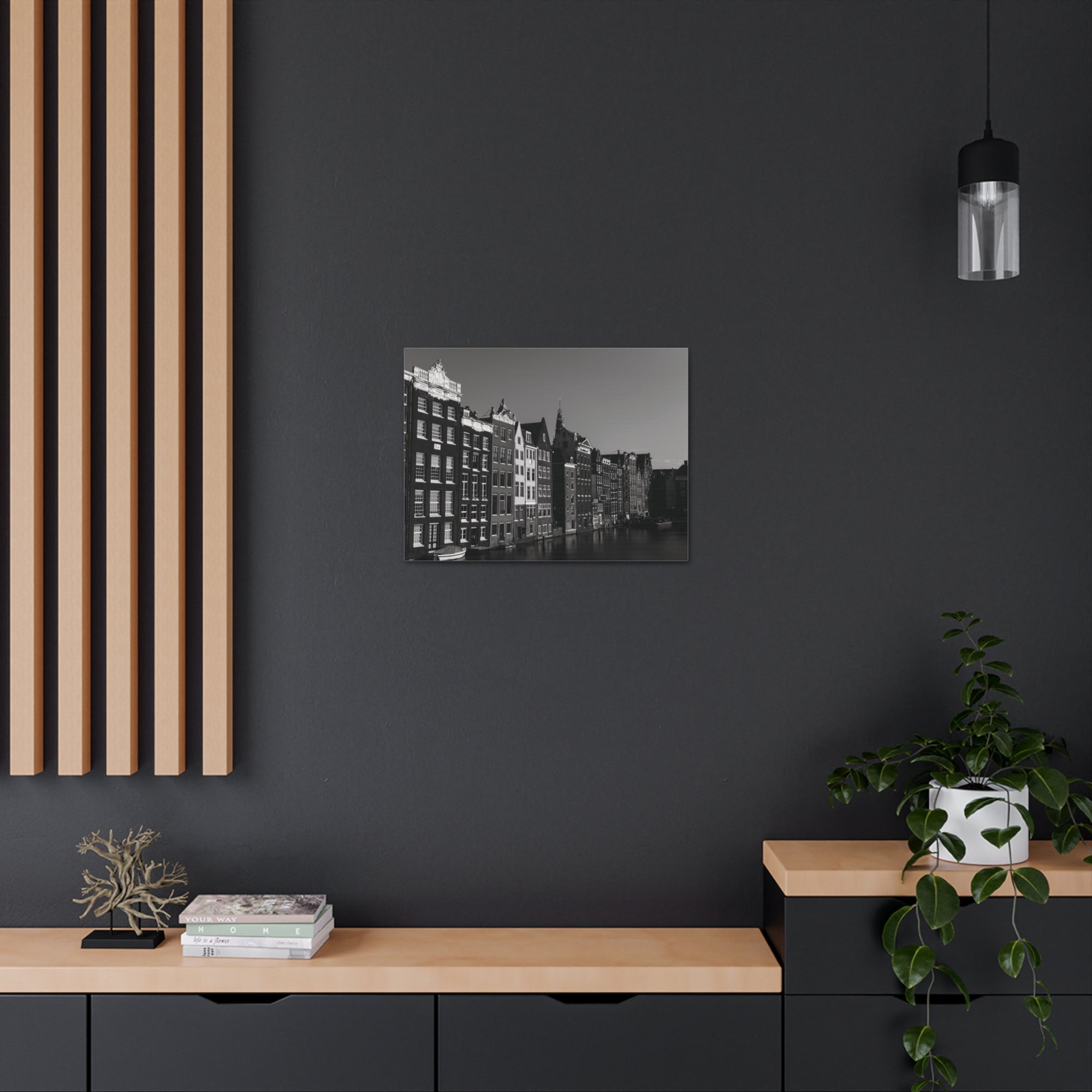 Amsterdam Black And White Skyline Canvas Artwork High-Quality Breathtaking Stunning Cityscape for Home Decor Ready to Hang-Express Your Love Gifts