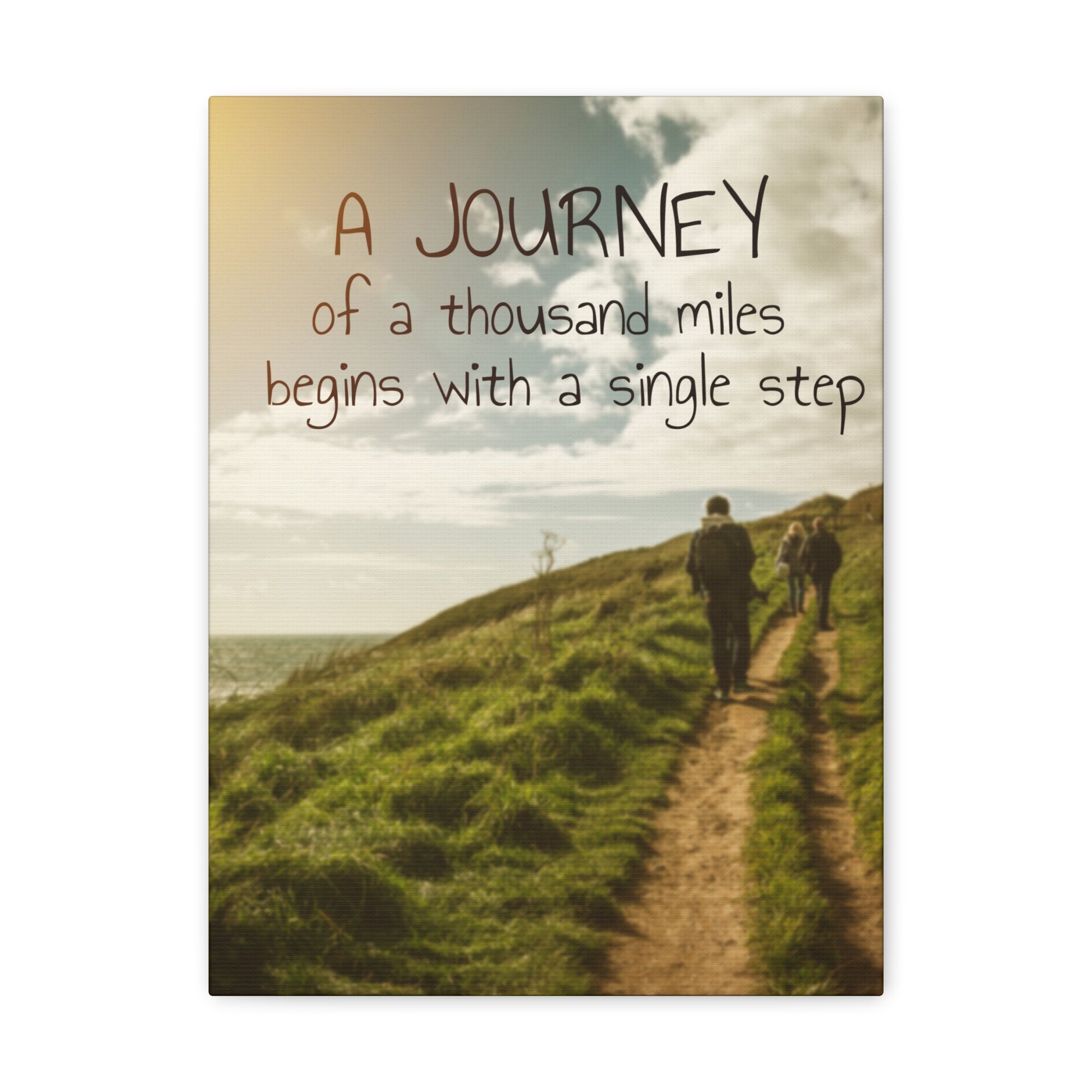 Inspirational Quote Canvas A Journey Of A Thousand Miles Motivational Print Ready to Hang Artwork-Express Your Love Gifts