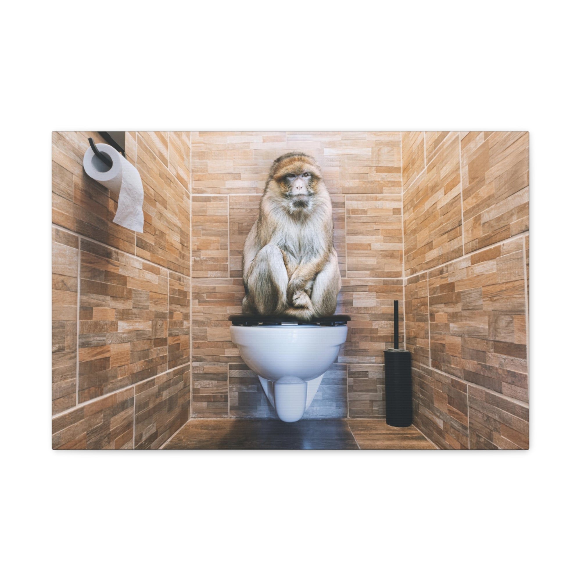 Macaque Ape Sitting On Toilet Funny Canvas Wall Art for Home Decor Ready-to-Hand-Express Your Love Gifts