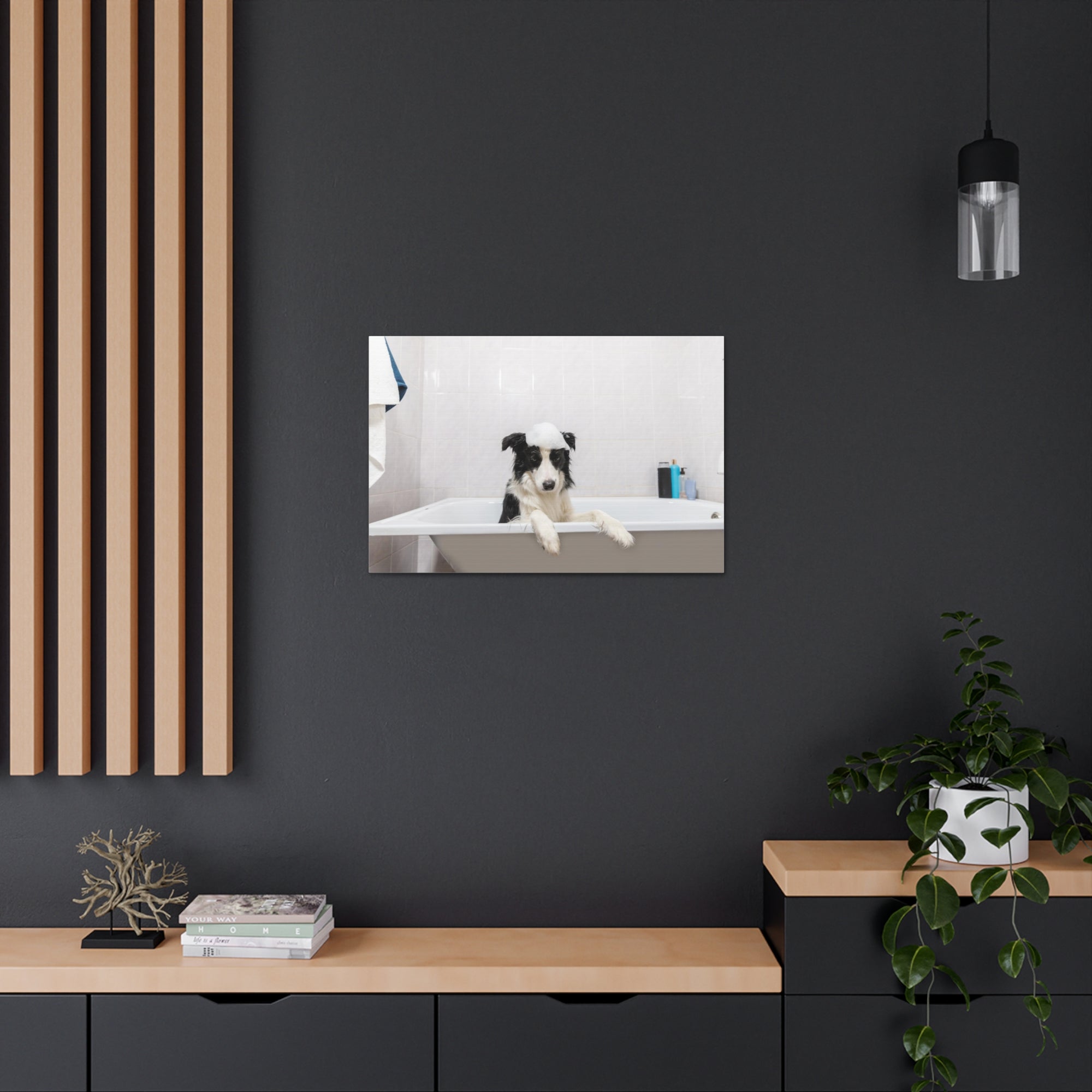 Funny Border Collie Bathee Canvas Wall Art for Home Decor Ready-to-Hang-Express Your Love Gifts