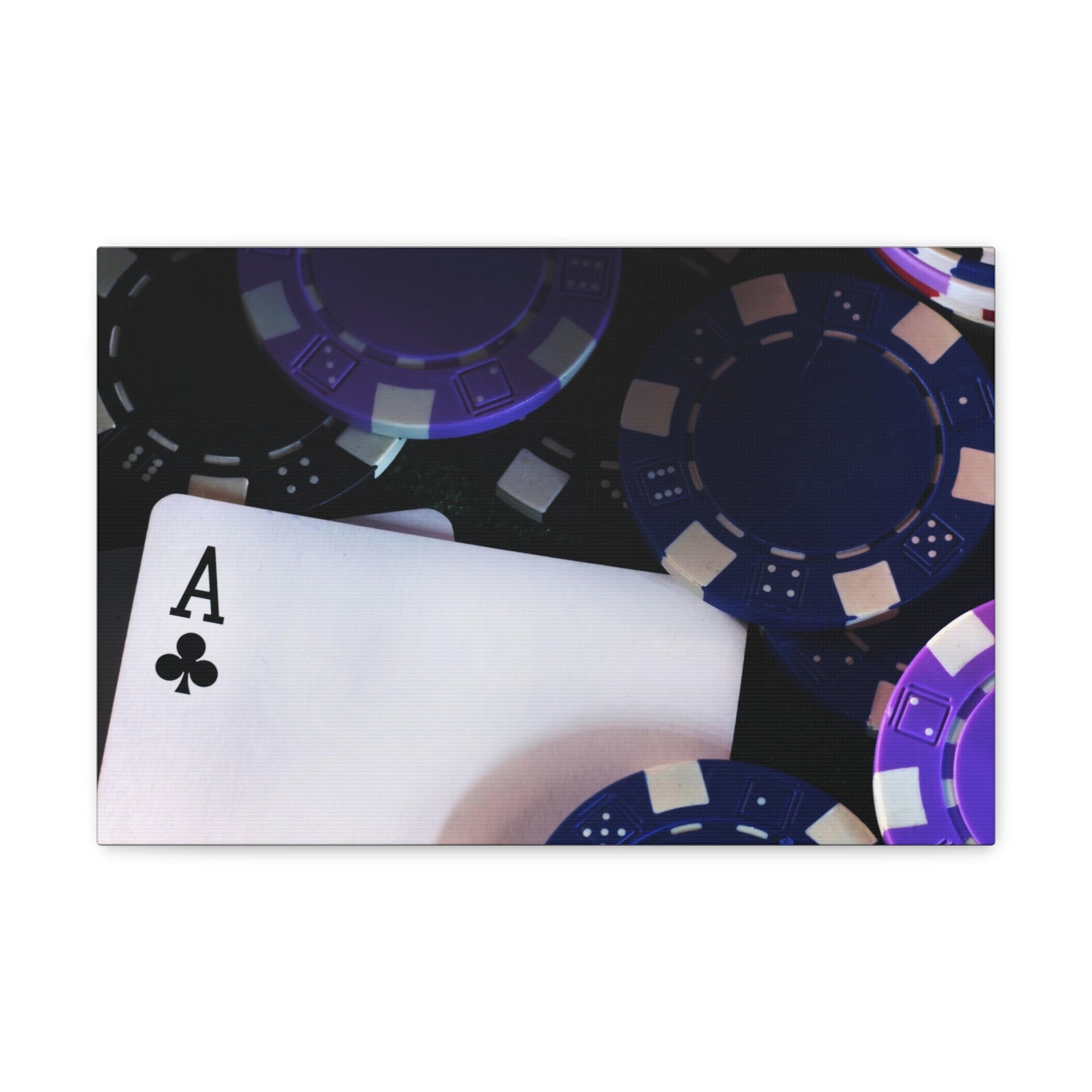 Ace of Clubs With Poker Chips Playing Card Canvas Wall Art for Home Decor Ready-to-Hang-Express Your Love Gifts