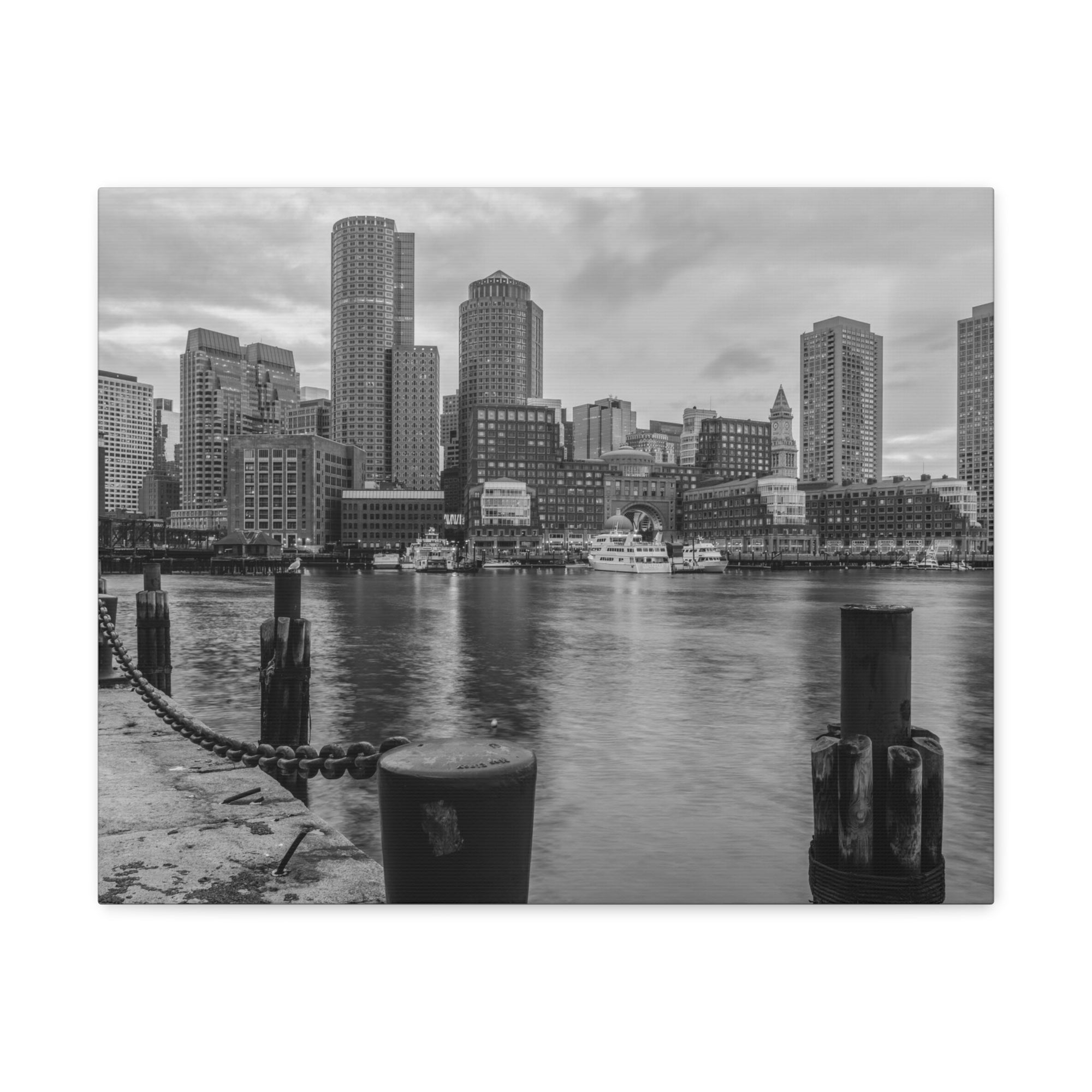 Boston Black And White Skyline Canvas Artwork High-Quality Breathtaking Stunning Cityscape for Home Decor Ready to Hang-Express Your Love Gifts