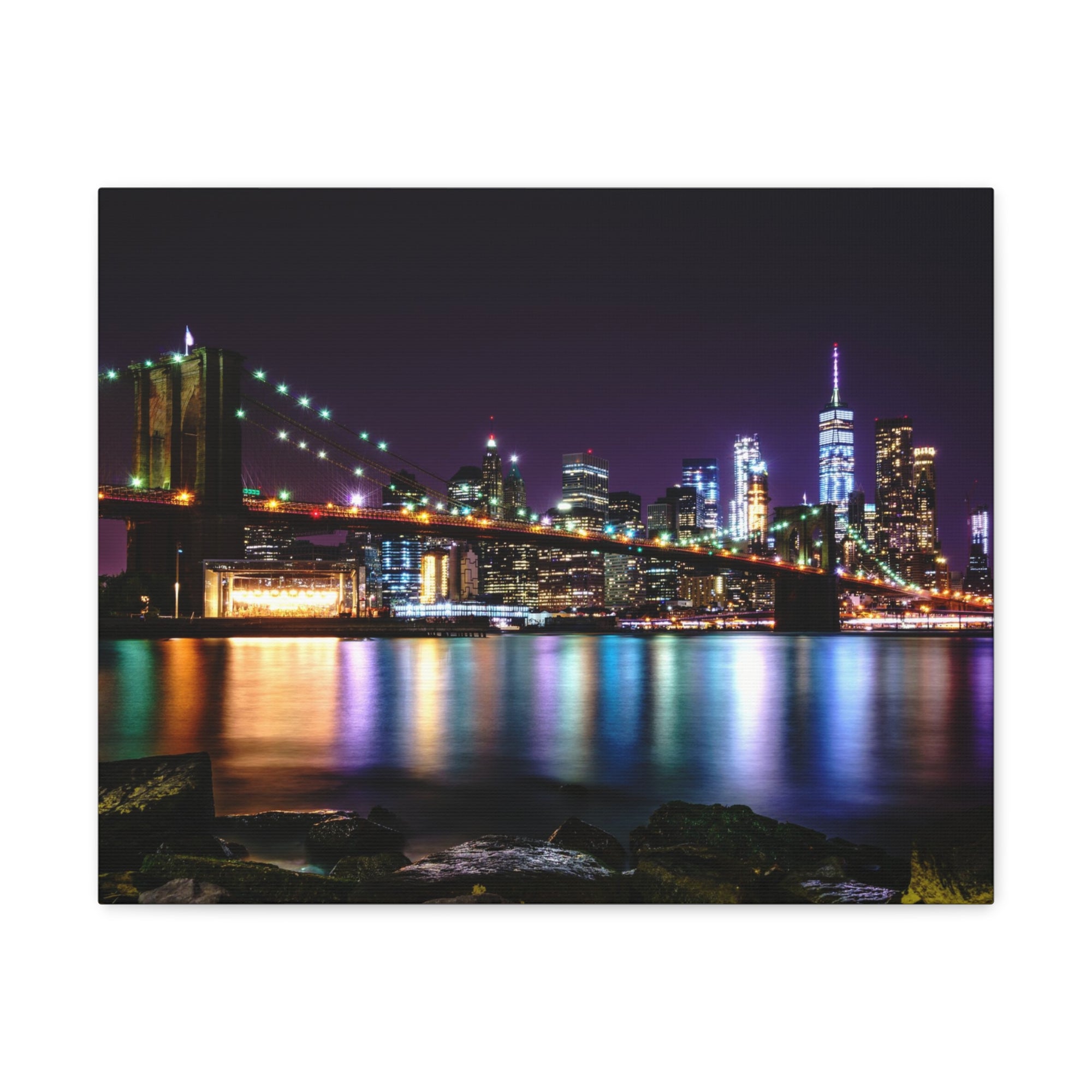 Brooklyn Night Skyline Canvas Artwork High-Quality Breathtaking Stunning Cityscape for Home Decor Ready to Hang-Express Your Love Gifts