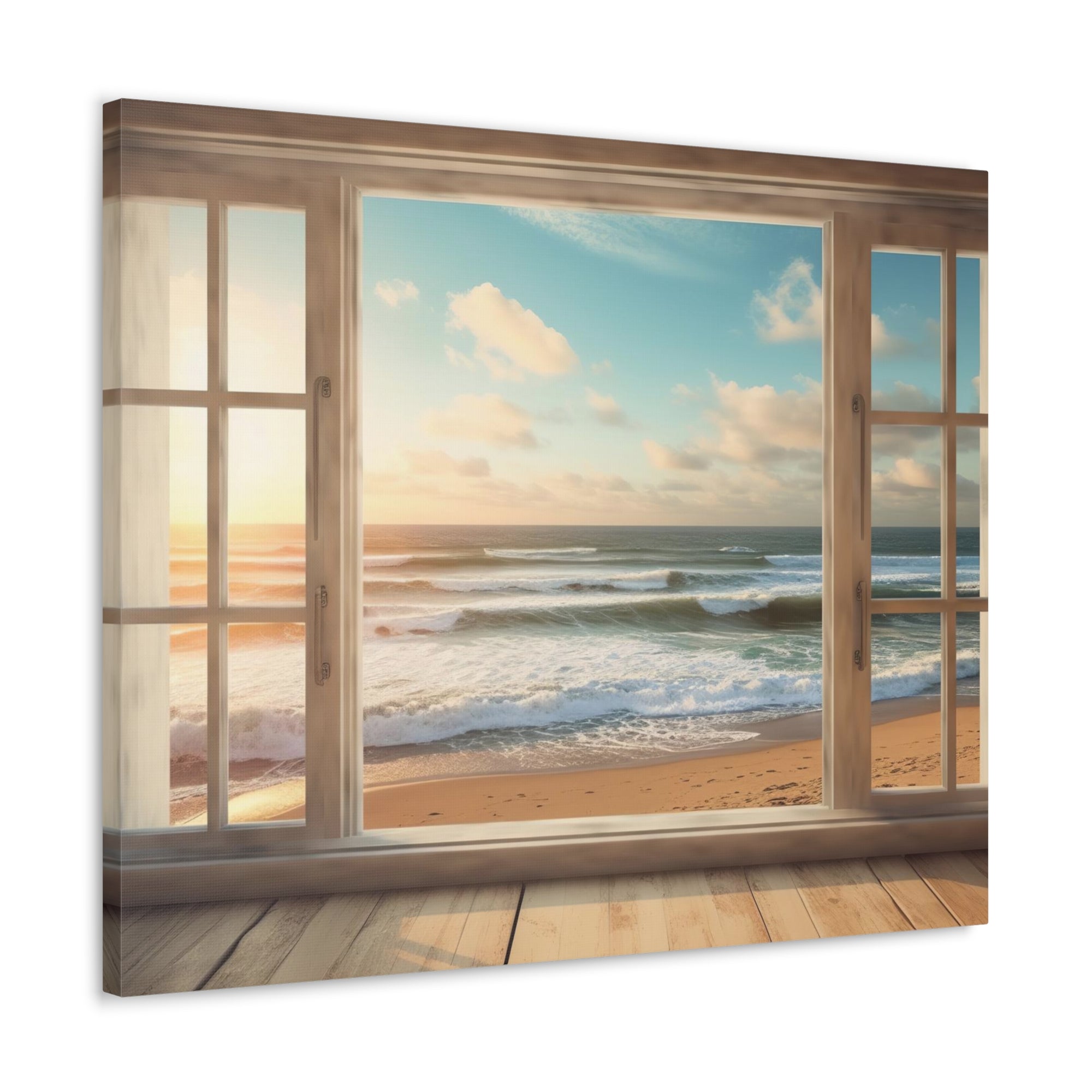 Beautiful Ocean View Window Luxury Ocean Canvas Wall Art for Home Decor Ready-to-Hang-Express Your Love Gifts