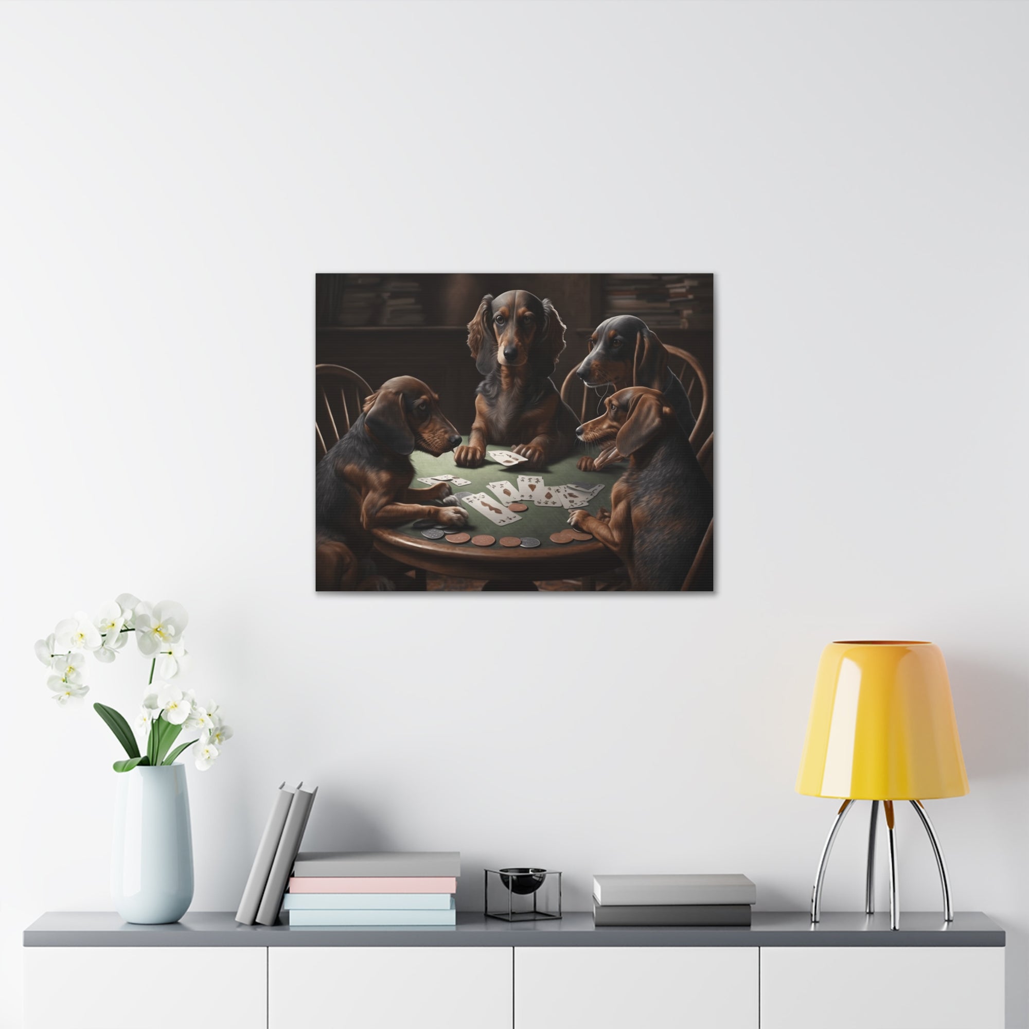 Painting Dogs Playing Poker Funny Game Animals Playing Card Canvas Wall Art for Home Decor Ready-to-Hang-Express Your Love Gifts