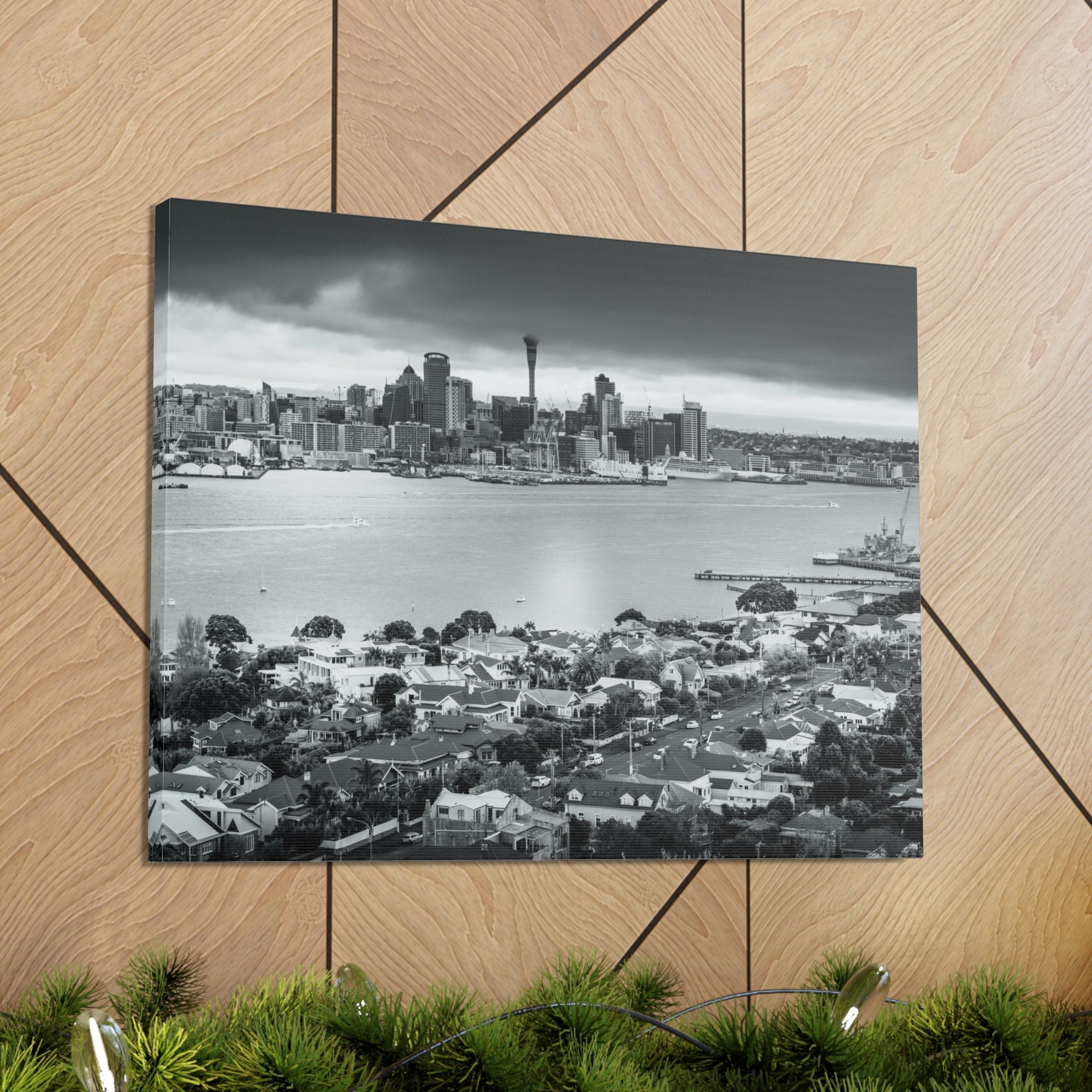 Auckland Black And White Skyline Canvas Artwork High-Quality Breathtaking Stunning Cityscape for Home Decor Ready to Hang-Express Your Love Gifts