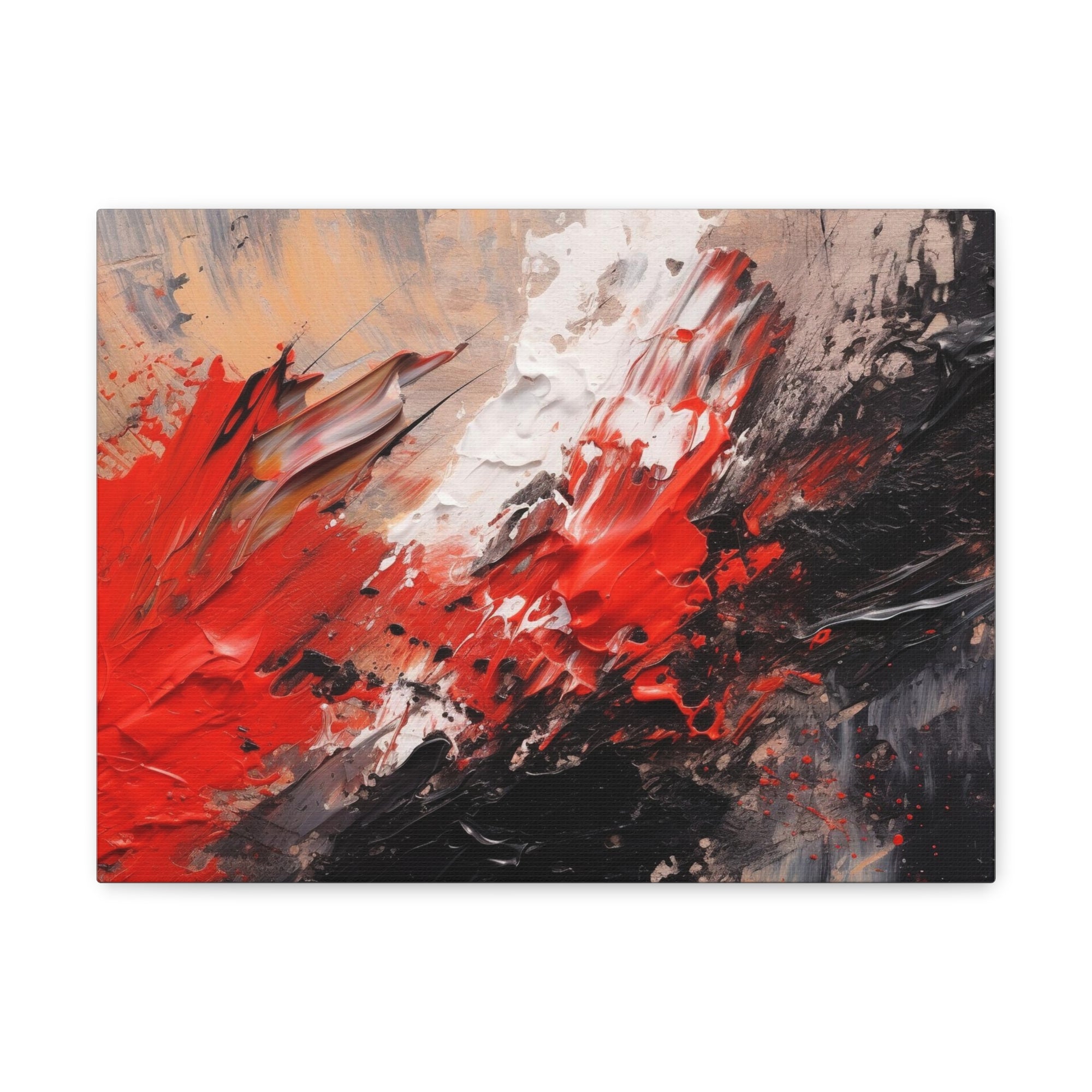 Abstract Oil Painting White Red Black Brushstrokes Painting Canvas Wall Art for Home Decor Ready-to-Hang-Express Your Love Gifts