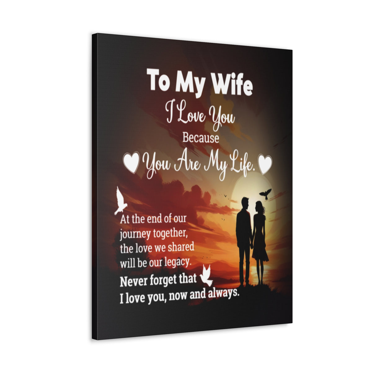 To My Wife Sunset Romance Canvas Wall Art - Heartfelt Gift of Love &amp; Legacy-Express Your Love Gifts