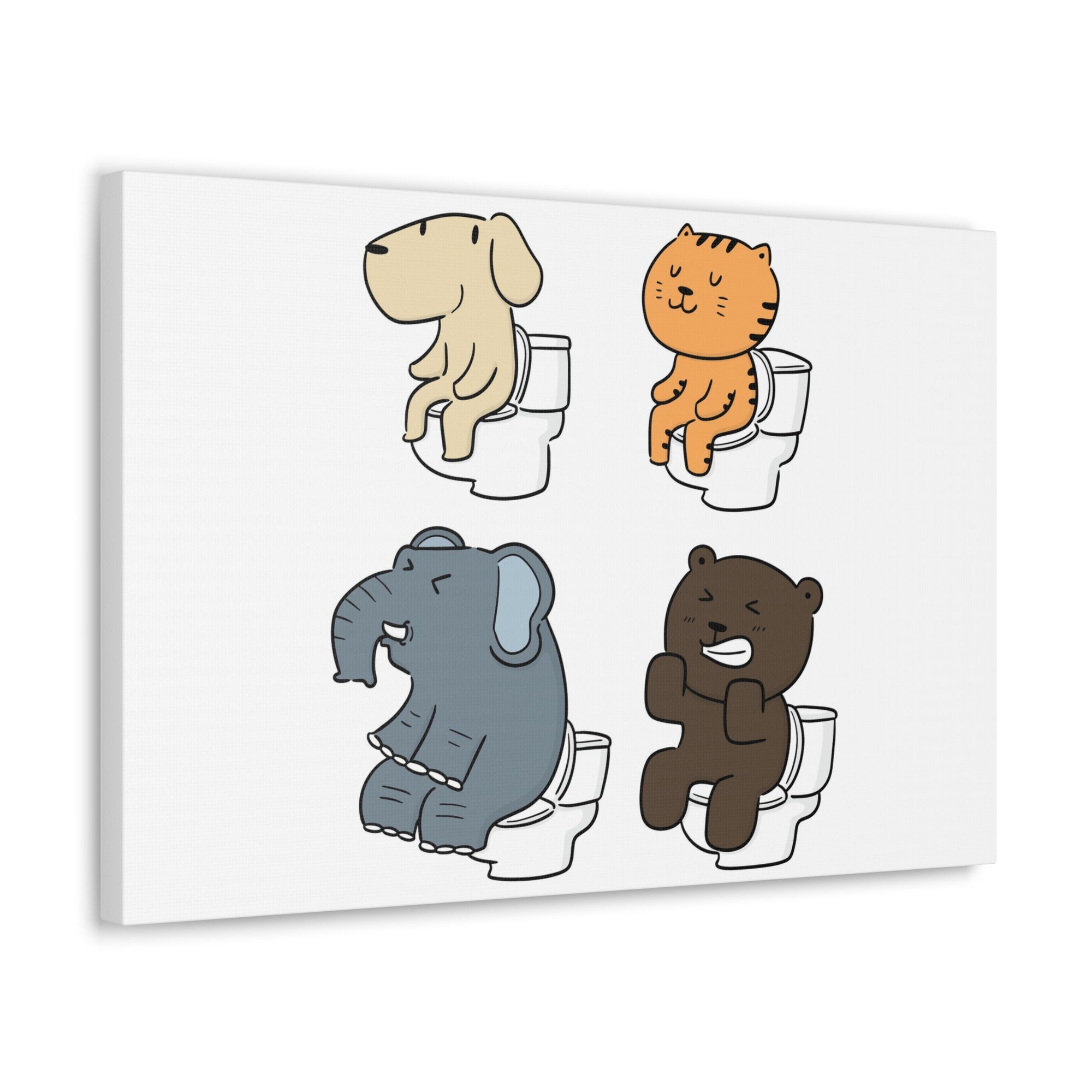 Set Of Animals Sitting On Toilet Funny Canvas Wall Art for Home Decor Ready-to-Hand-Express Your Love Gifts