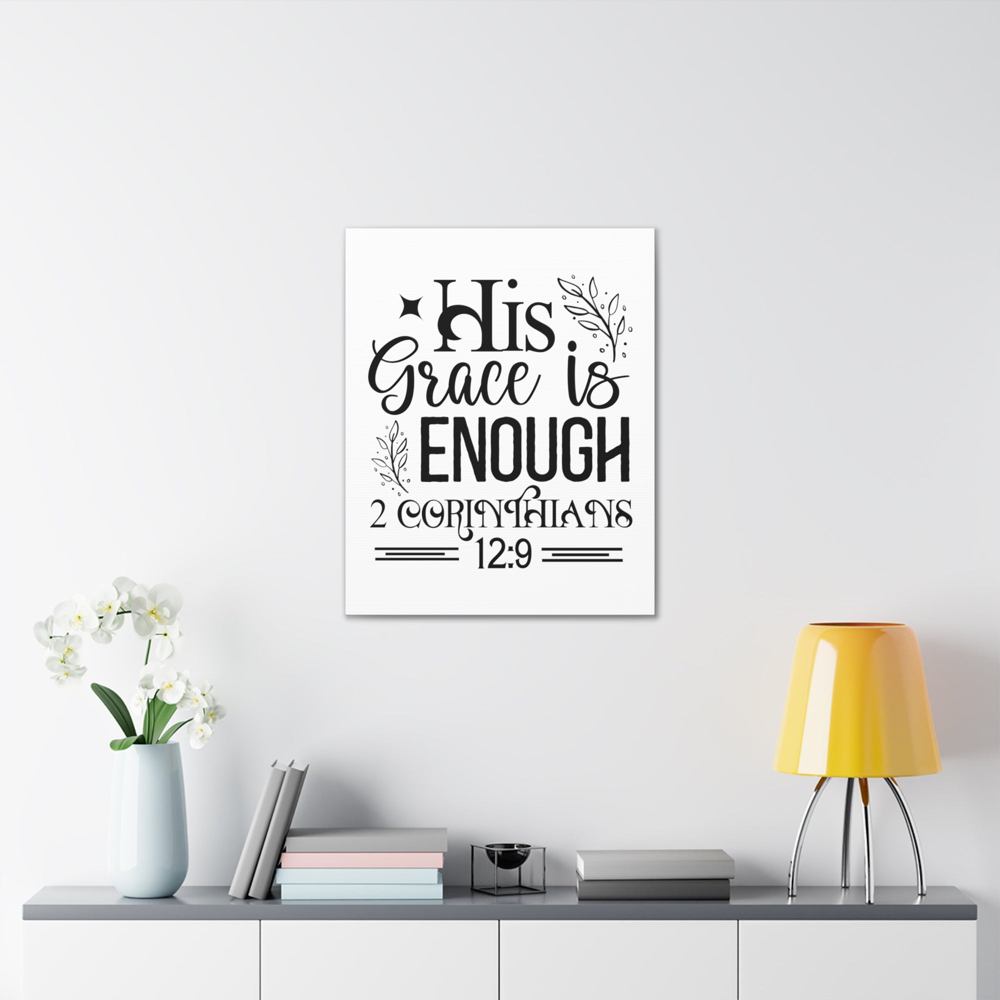 Scripture Walls 2 Corinthians 12:9 His Grace is Enough Bible Verse Canvas Christian Wall Art Ready to Hang Unframed-Express Your Love Gifts