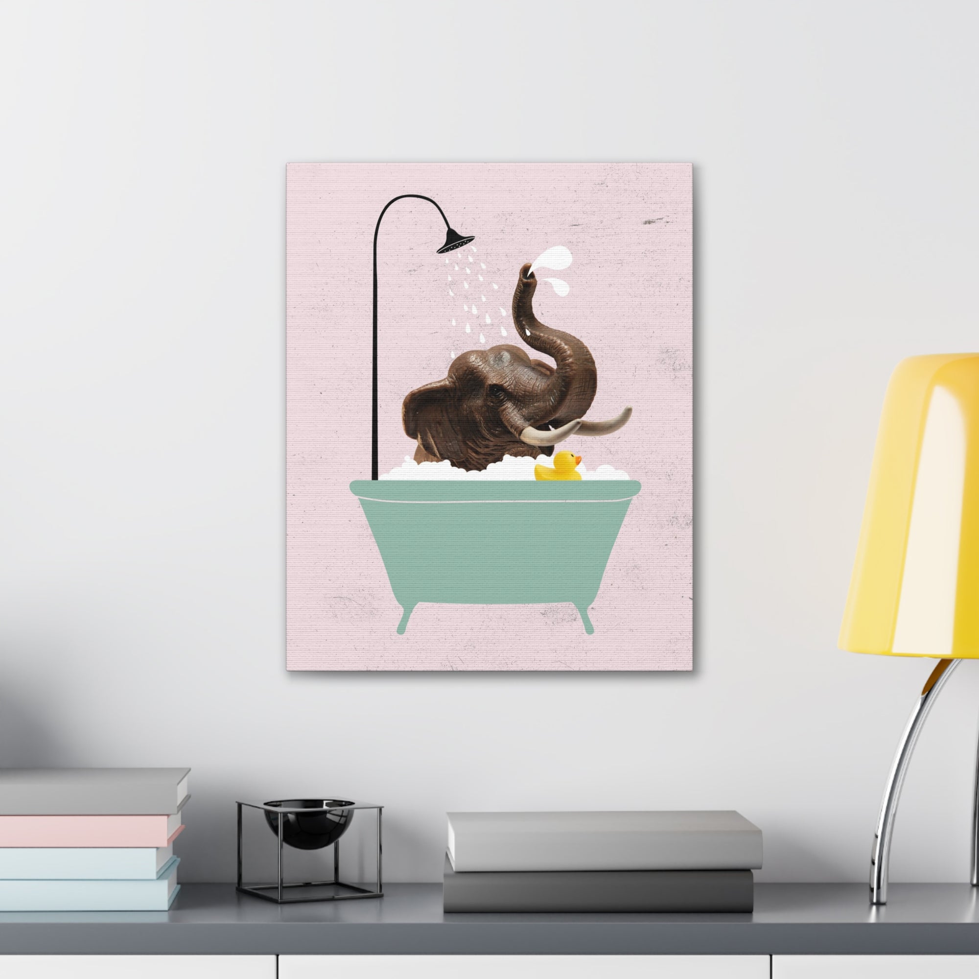 Funny Elephant Bath Canvas Wall Art for Home Decor Ready-to-Hang-Express Your Love Gifts