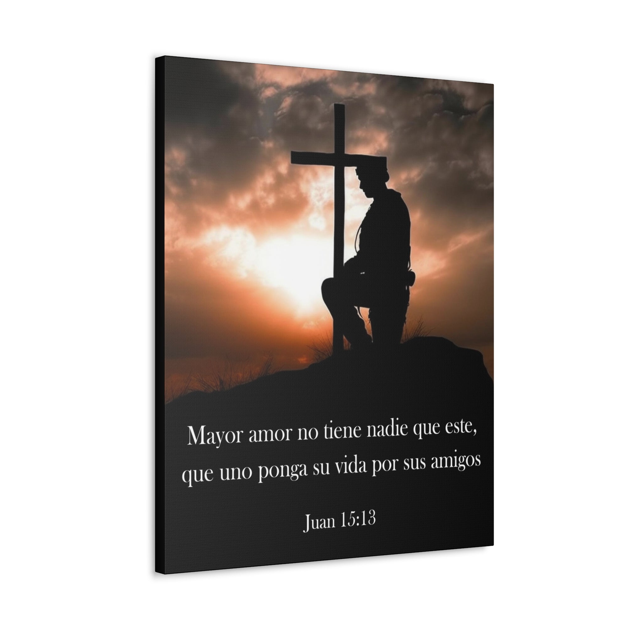 Scripture Walls Juan 15:13 Greater Love Soldier Spanish Christian Wall Art Print Ready to Hang Unframed-Express Your Love Gifts