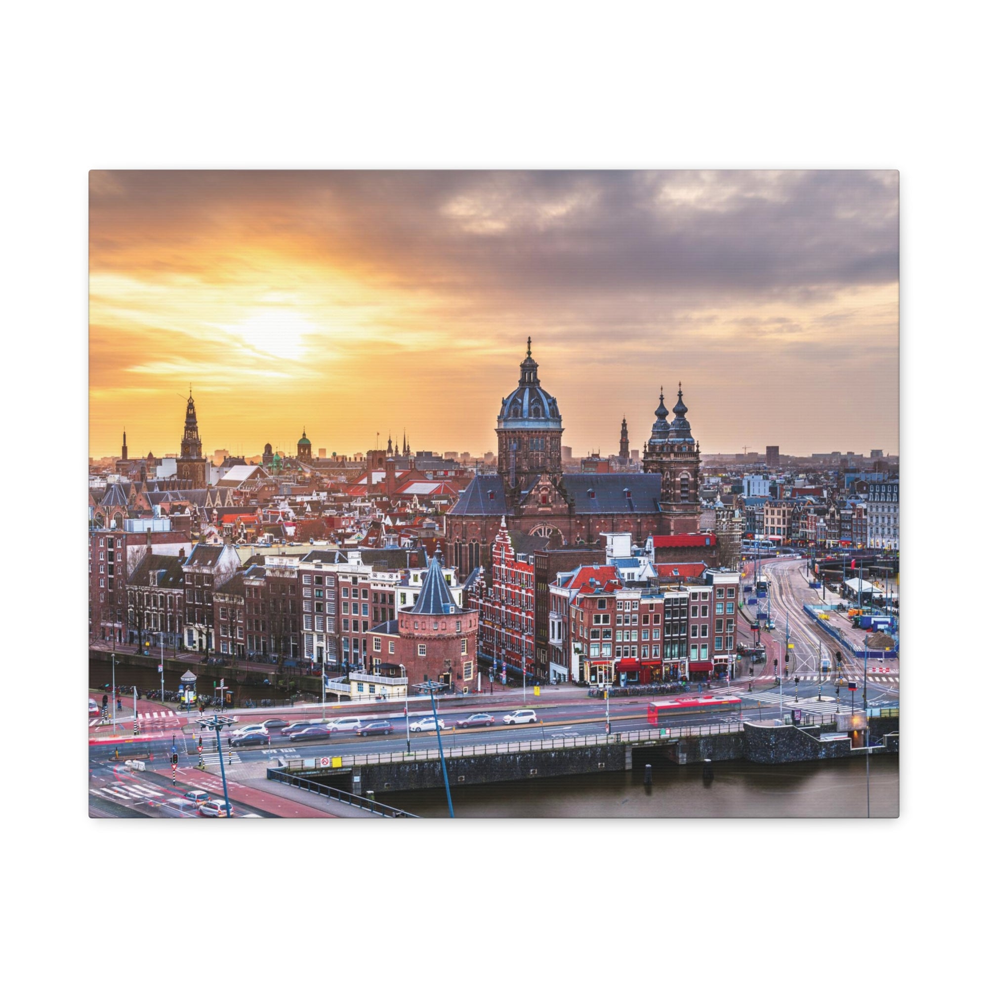 Amsterdam Daytime Skyline Canvas Artwork High-Quality Breathtaking Stunning Cityscape for Home Decor Ready to Hang-Express Your Love Gifts