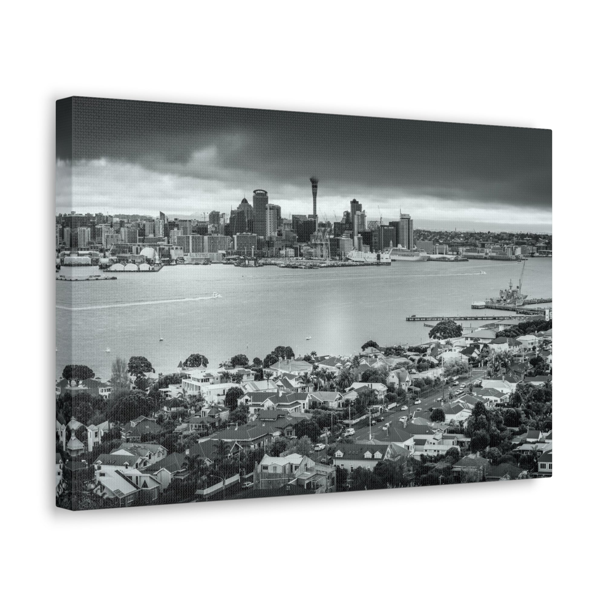 Auckland Black And White Skyline Canvas Artwork High-Quality Breathtaking Stunning Cityscape for Home Decor Ready to Hang-Express Your Love Gifts