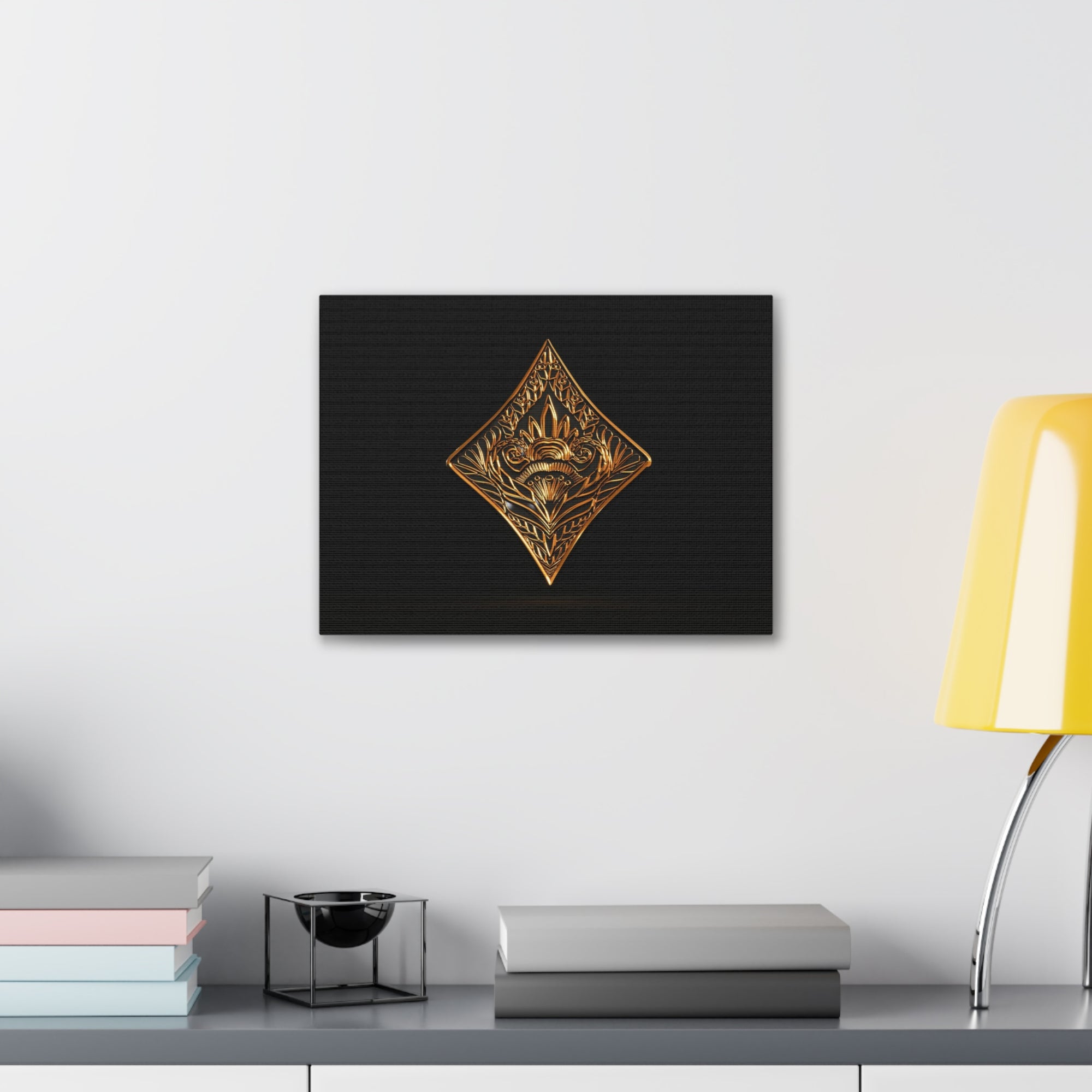 3D Gold Diamonds Playing Card Canvas Wall Art for Home Decor Ready-to-Hang-Express Your Love Gifts