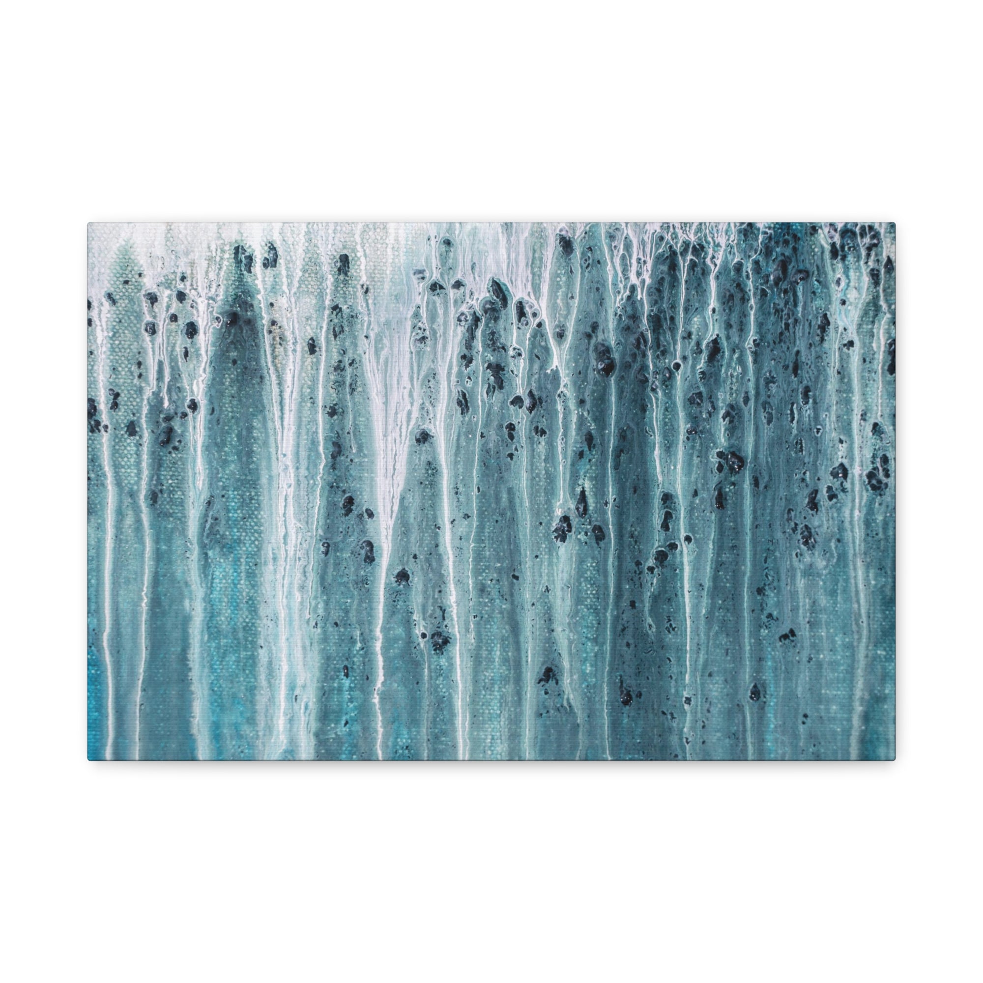 Blue Rain Abstract Acrylic Painting Canvas Wall Art for Home Decor Ready-to-Hang-Express Your Love Gifts