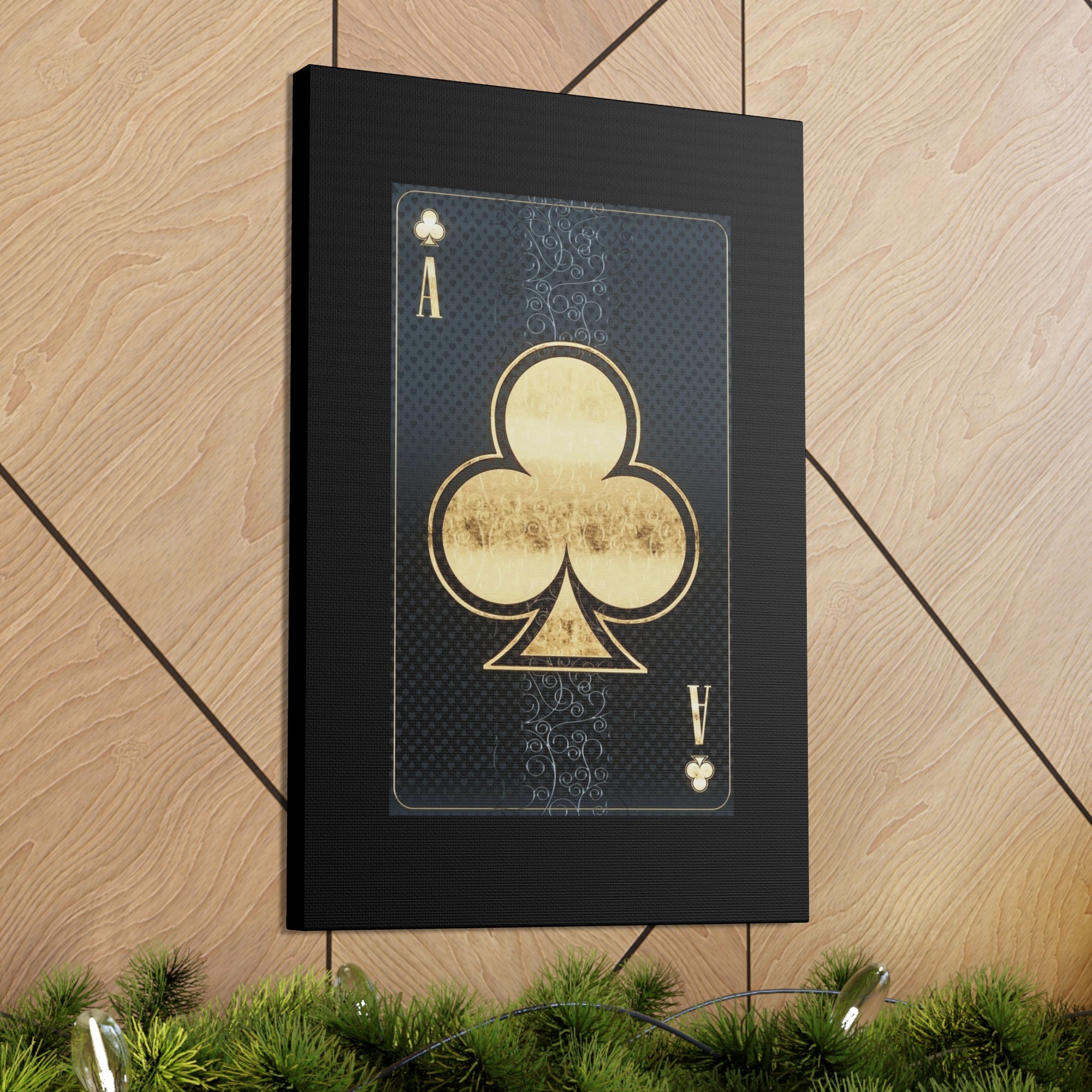 3D Casino Ace of Clubs Playing Card Canvas Wall Art for Home Decor Ready-to-Hang-Express Your Love Gifts