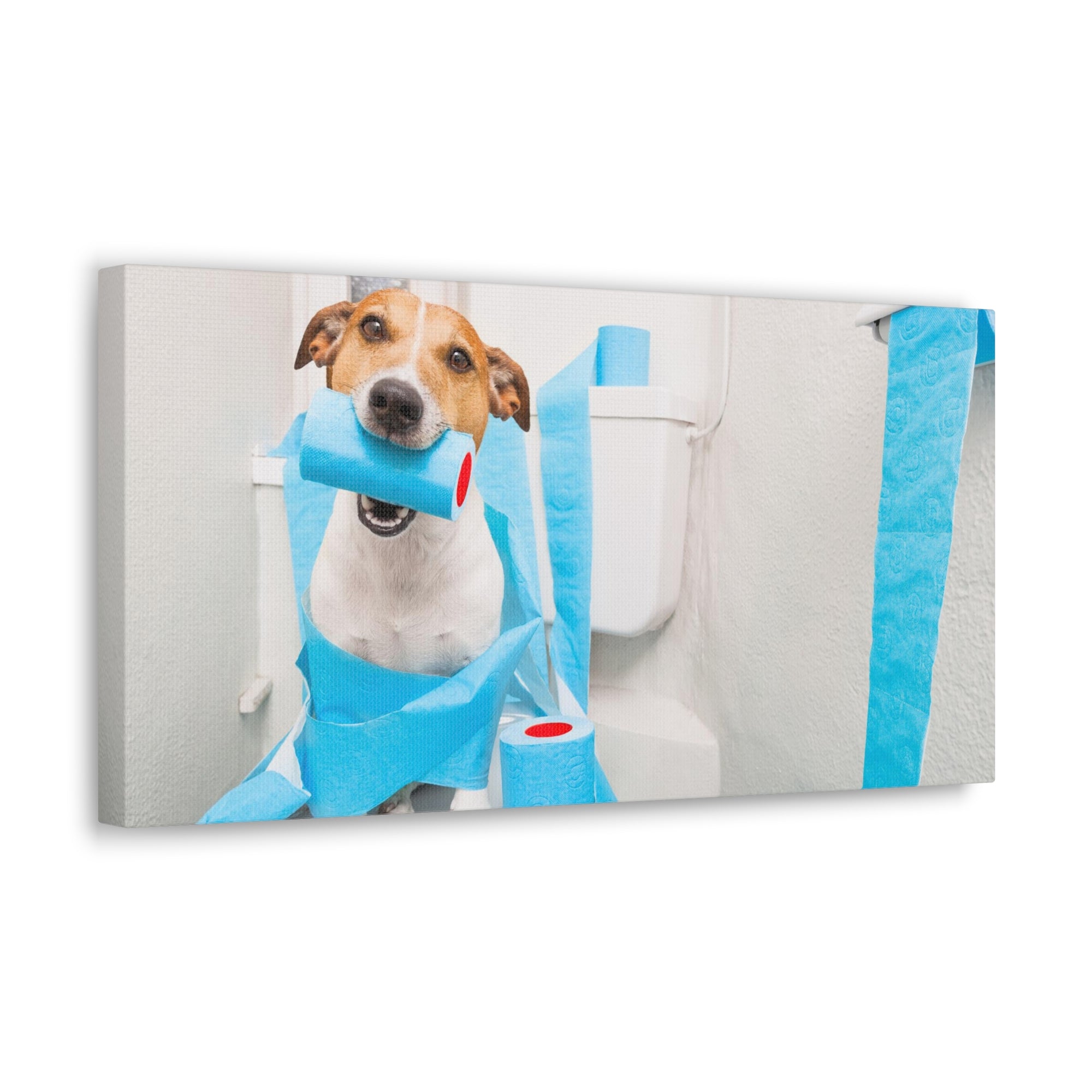 Jack Russell Terrier Sitting On Toilet Funny Canvas Wall Art for Home Decor Ready-to-Hand-Express Your Love Gifts