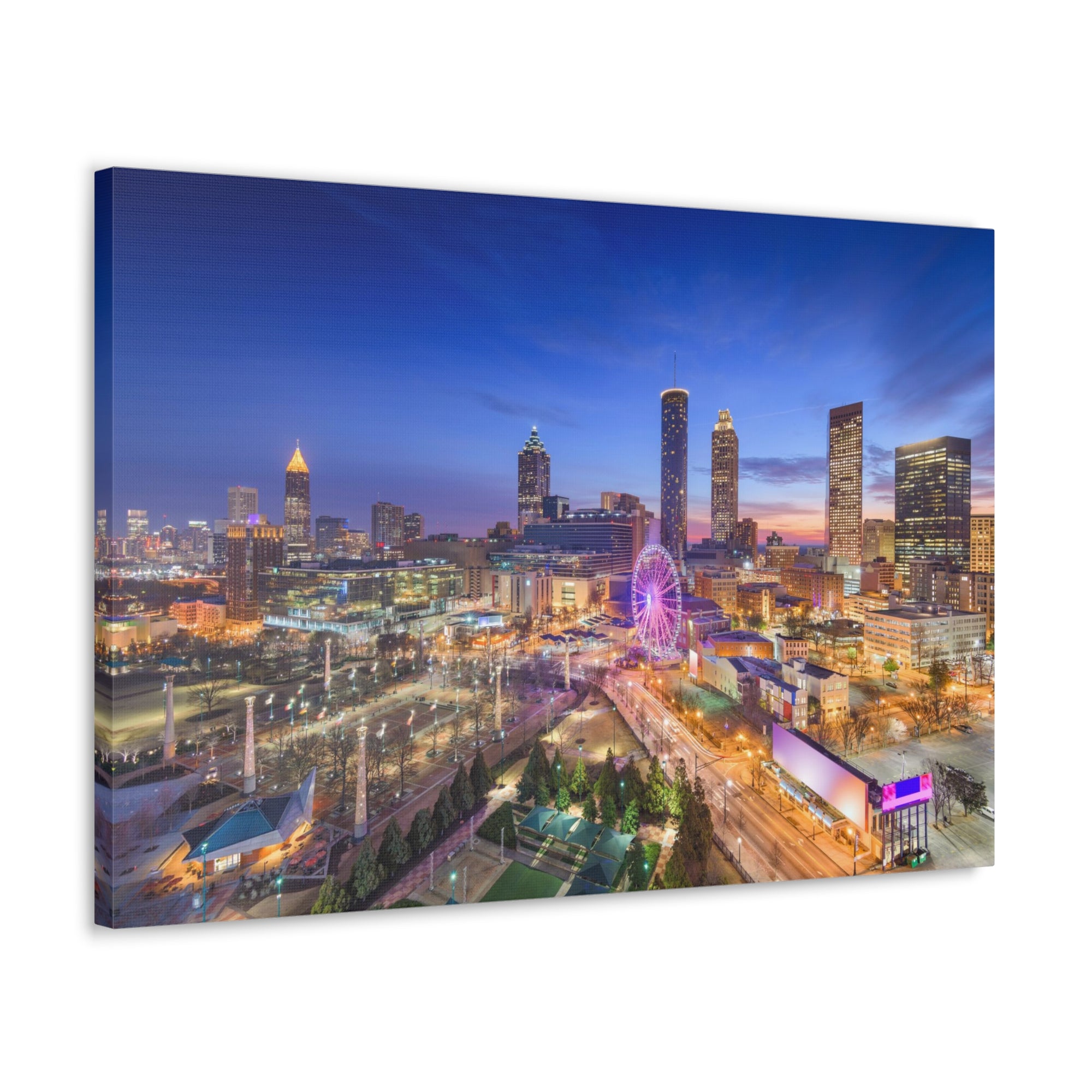 Atlanta Night Skyline Canvas Artwork High-Quality Breathtaking Stunning Cityscape for Home Decor Ready to Hang-Express Your Love Gifts