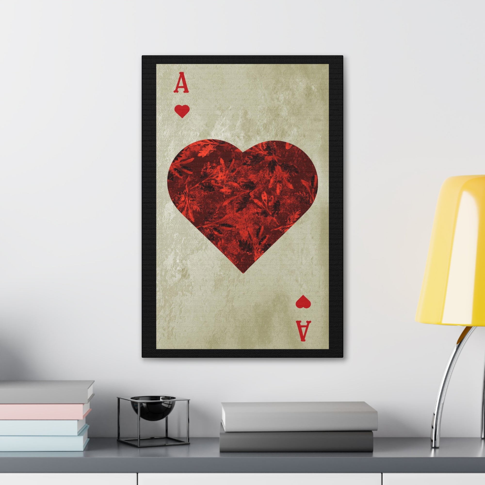 Ace Of Hearts Playing Card Canvas Wall Art for Home Decor Ready-to-Hang-Express Your Love Gifts