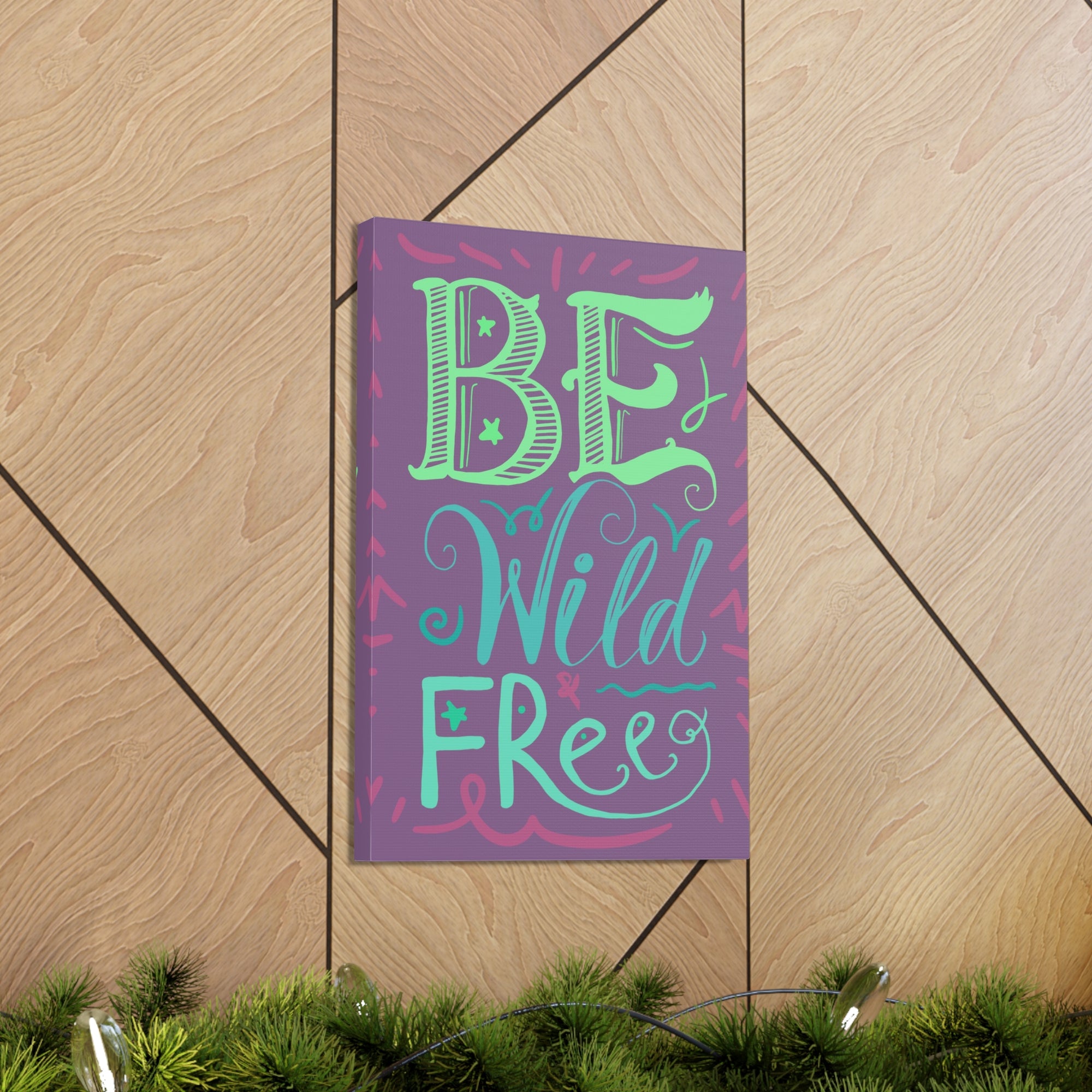 Be Wild And Free Purple Background Inspirational Canvas Wall Art for Home Decor Ready-to-Hang-Express Your Love Gifts