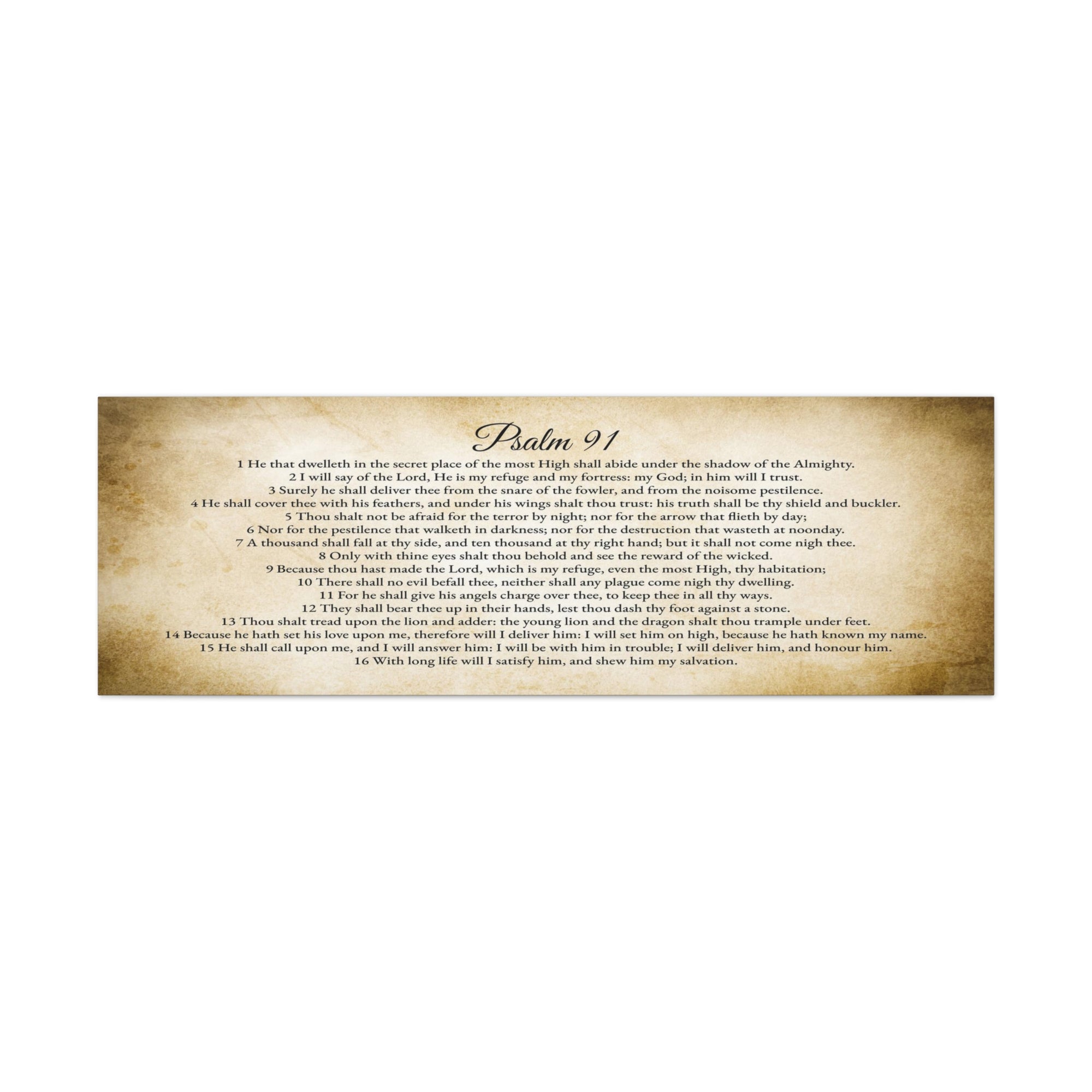 Scripture Walls Psalm 91 English Landscape Gold Bible Verse Canvas Christian Wall Art Ready to Hang Unframed-Express Your Love Gifts