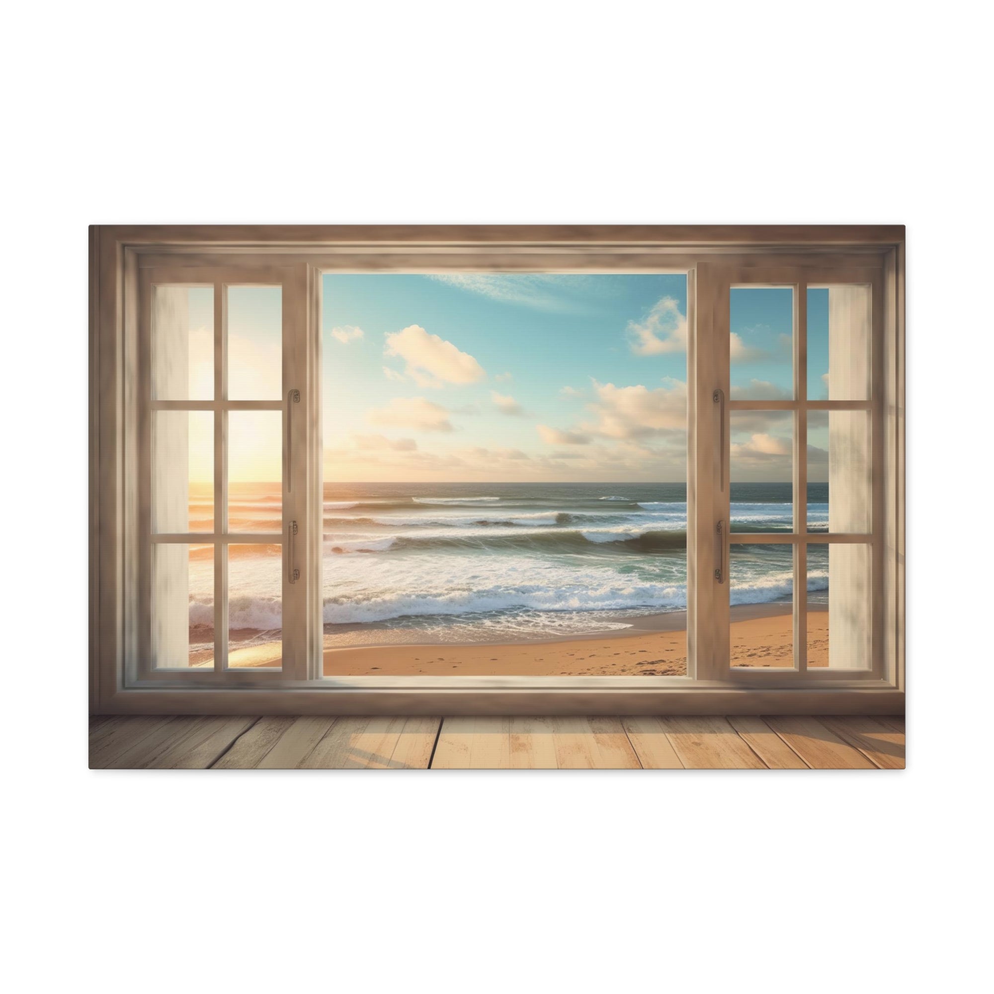 Beautiful Ocean View Window Luxury Ocean Canvas Wall Art for Home Decor Ready-to-Hang-Express Your Love Gifts