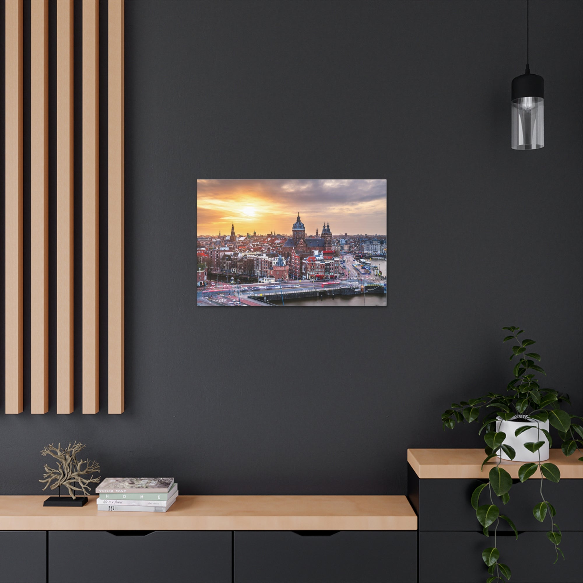 Amsterdam Daytime Skyline Canvas Artwork High-Quality Breathtaking Stunning Cityscape for Home Decor Ready to Hang-Express Your Love Gifts