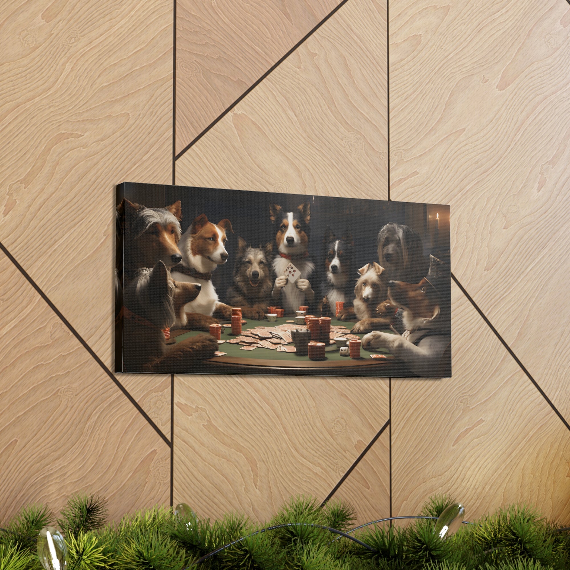 Different Dogs Playing Poker New York Animals Playing Card Canvas Wall Art for Home Decor Ready-to-Hang-Express Your Love Gifts