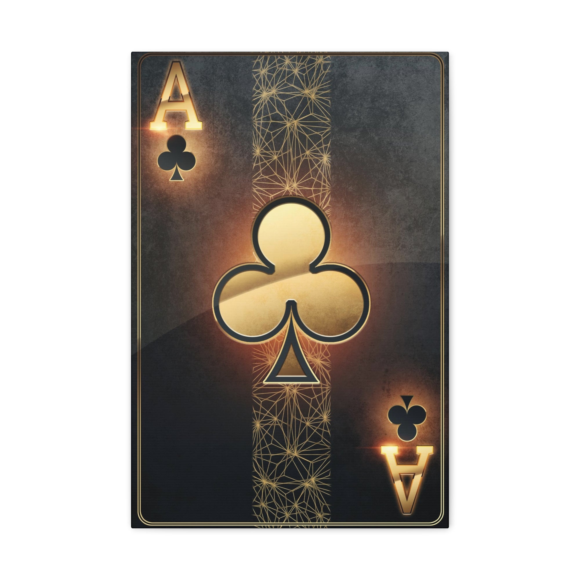 Black And Golden Ace Of Clubs Poker Playing Card Canvas Wall Art for Home Decor Ready-to-Hang-Express Your Love Gifts