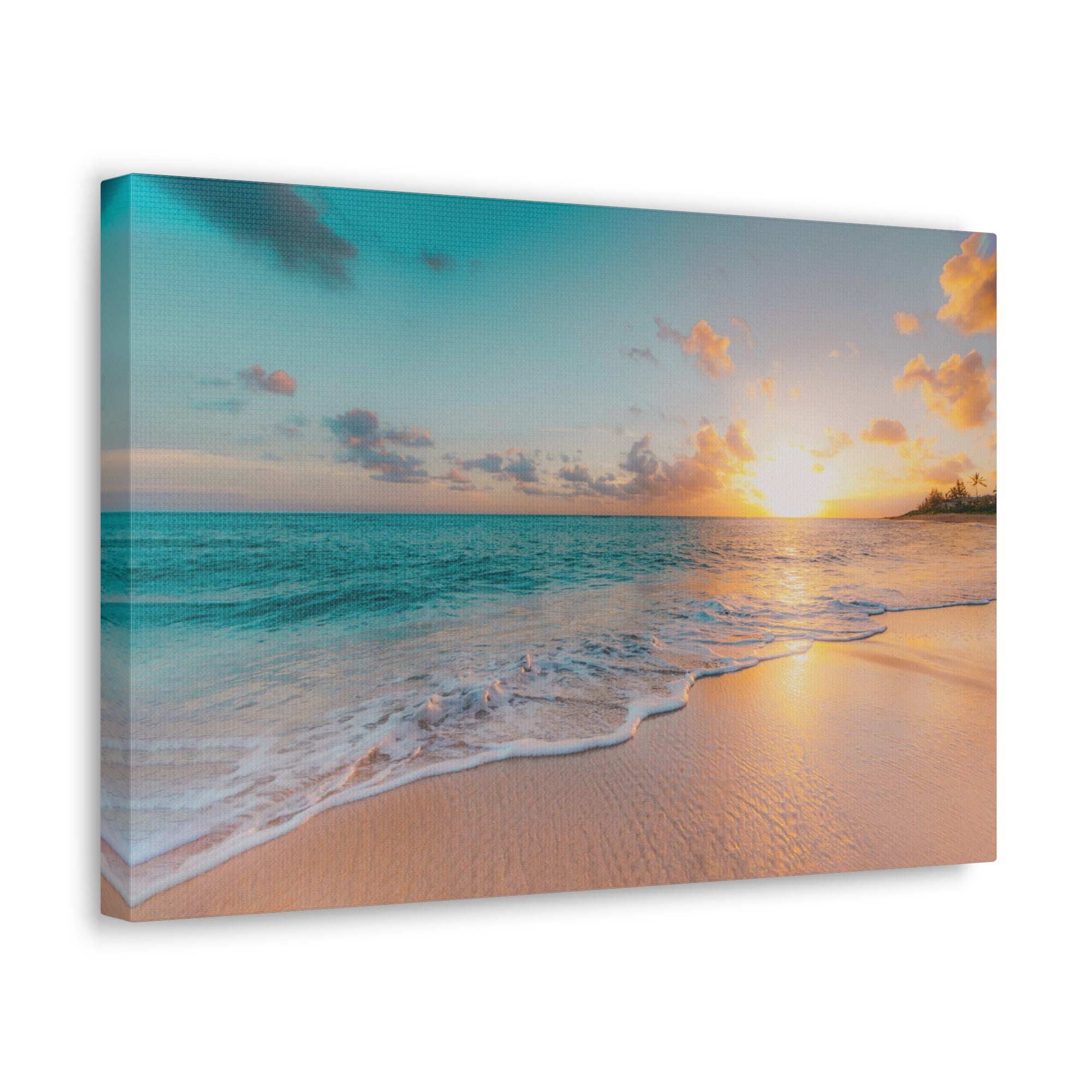 Beach Blue Sky Daylight Ocean Canvas Wall Art for Home Decor Ready-to-Hang-Express Your Love Gifts