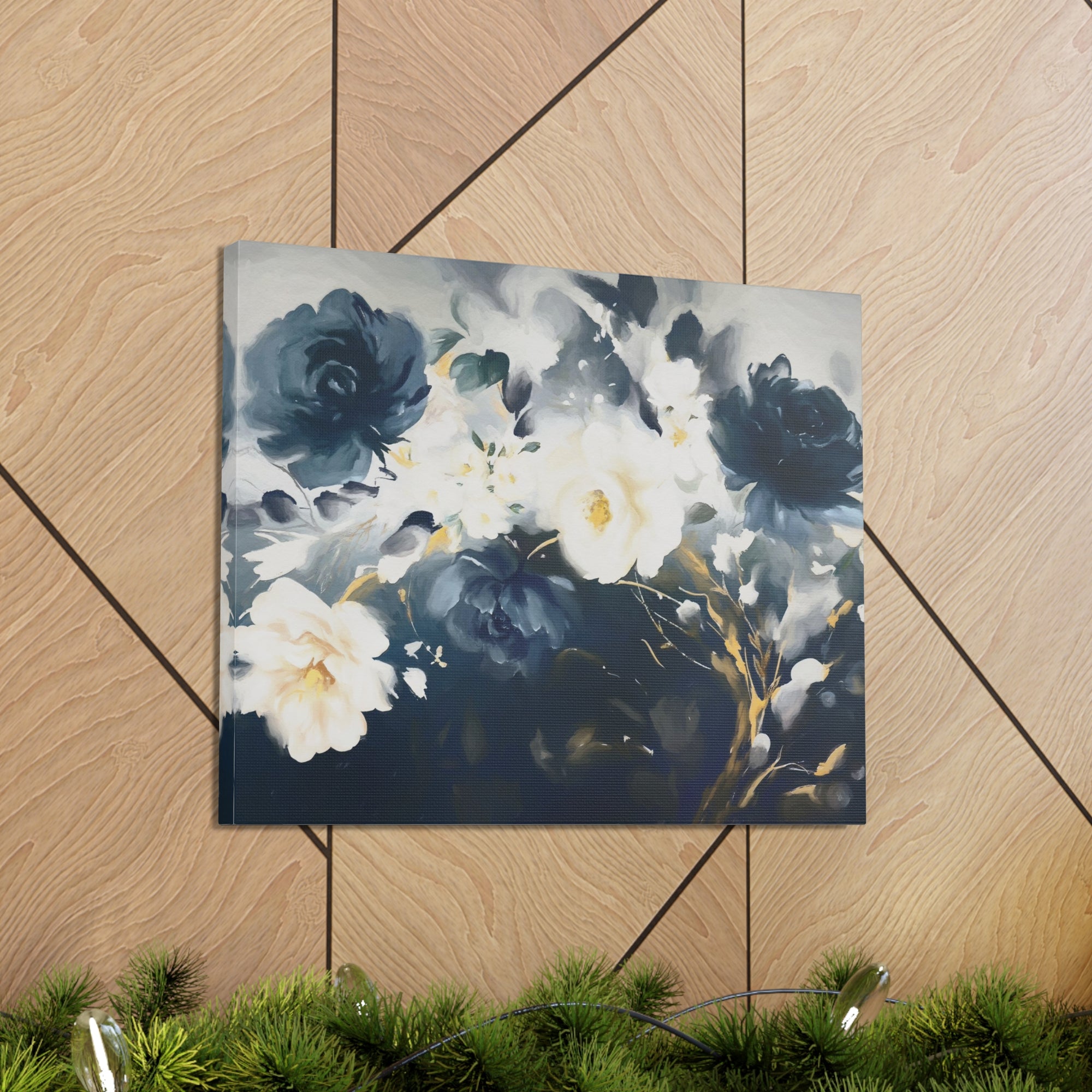 Blue And White Rose Flower Flower Canvas Wall Art for Home Decor Ready-to-Hang-Express Your Love Gifts