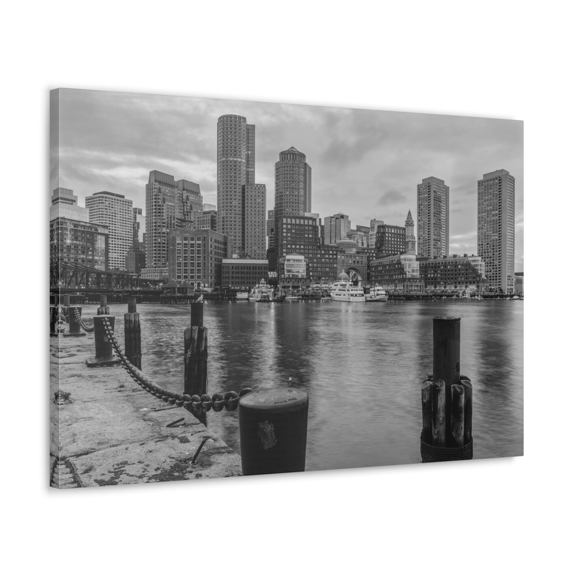 Boston Black And White Skyline Canvas Artwork High-Quality Breathtaking Stunning Cityscape for Home Decor Ready to Hang-Express Your Love Gifts