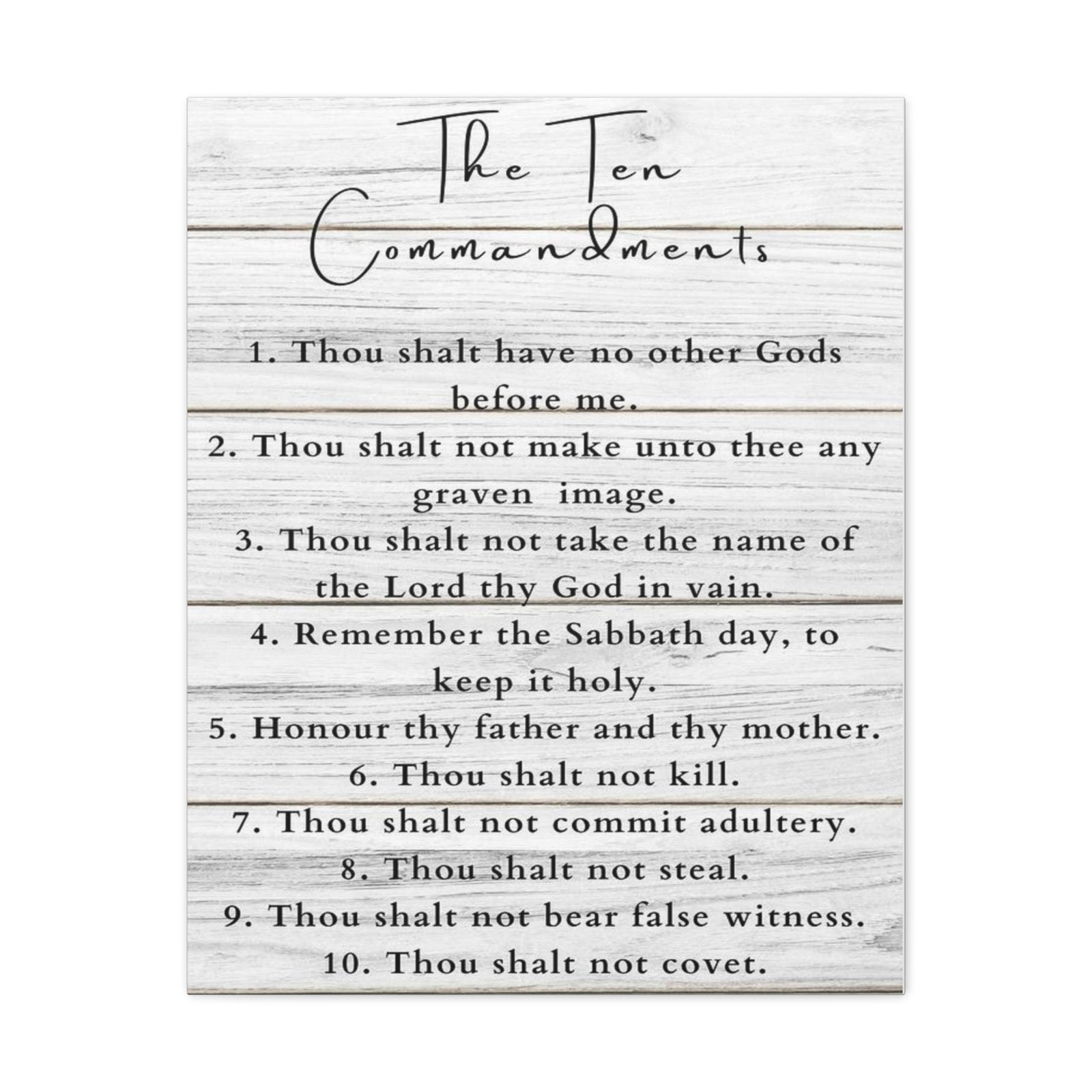 Scripture Canvas Ten Commandments White Christian Wall Art Print Ready to Hang-Express Your Love Gifts