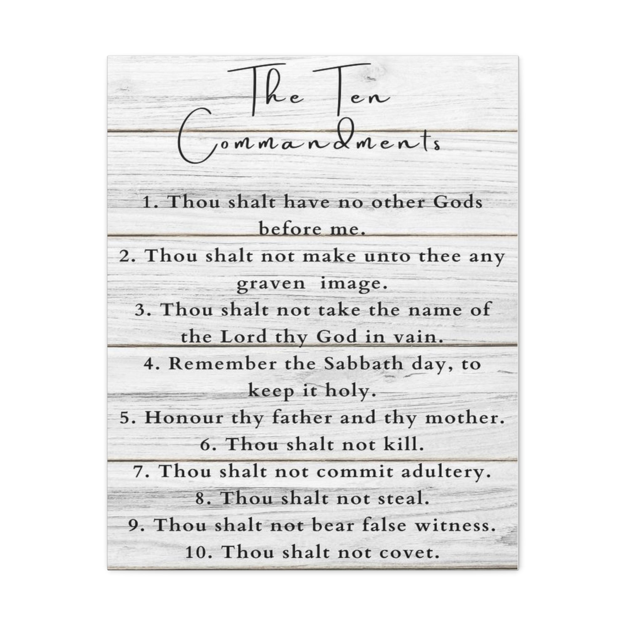 Scripture Canvas Ten Commandments White Christian Wall Art Print Ready to Hang-Express Your Love Gifts