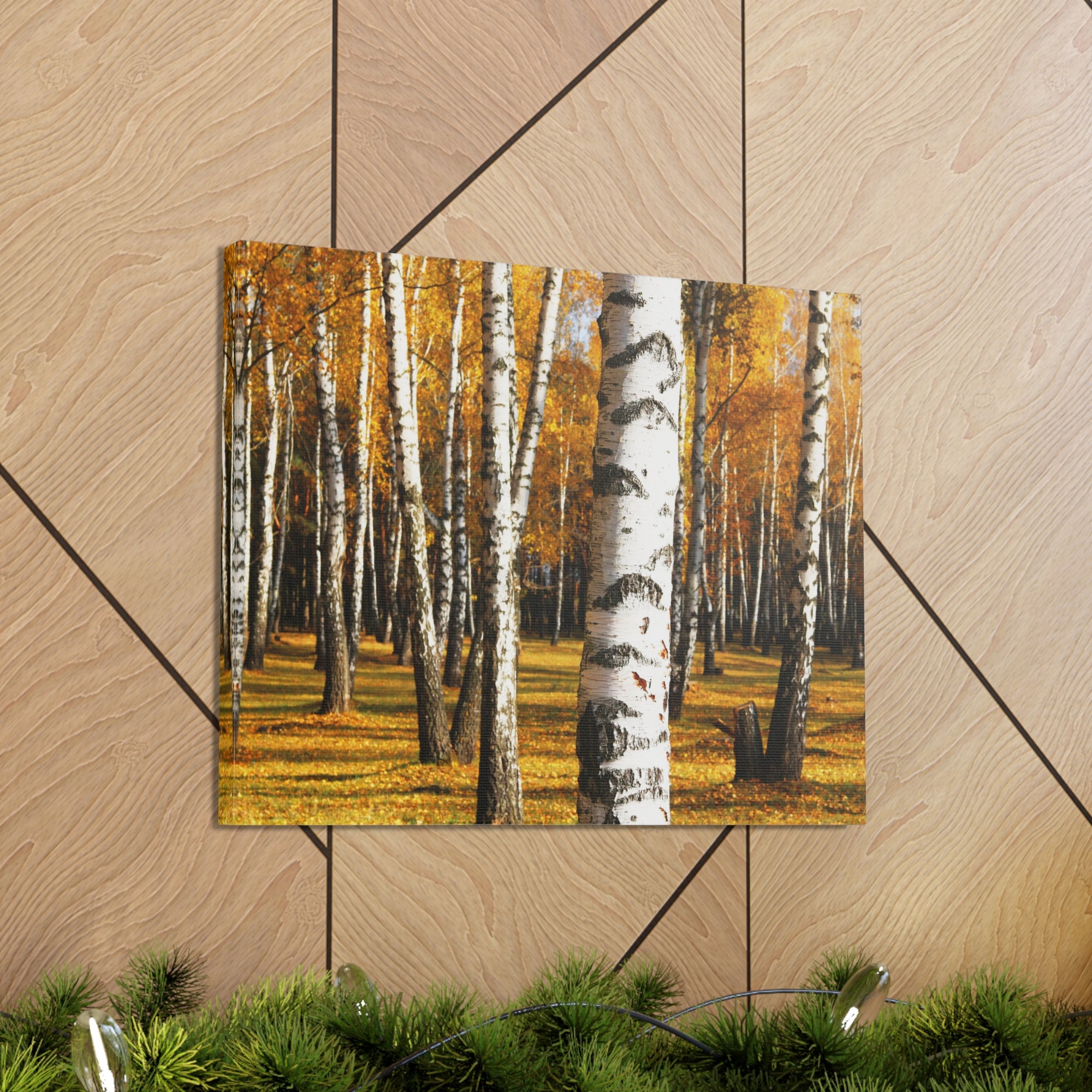 Birch Tree Orange Forest Nature Wilderness Photography Canvas Wall Art for Home Decor Ready-to-Hang-Express Your Love Gifts