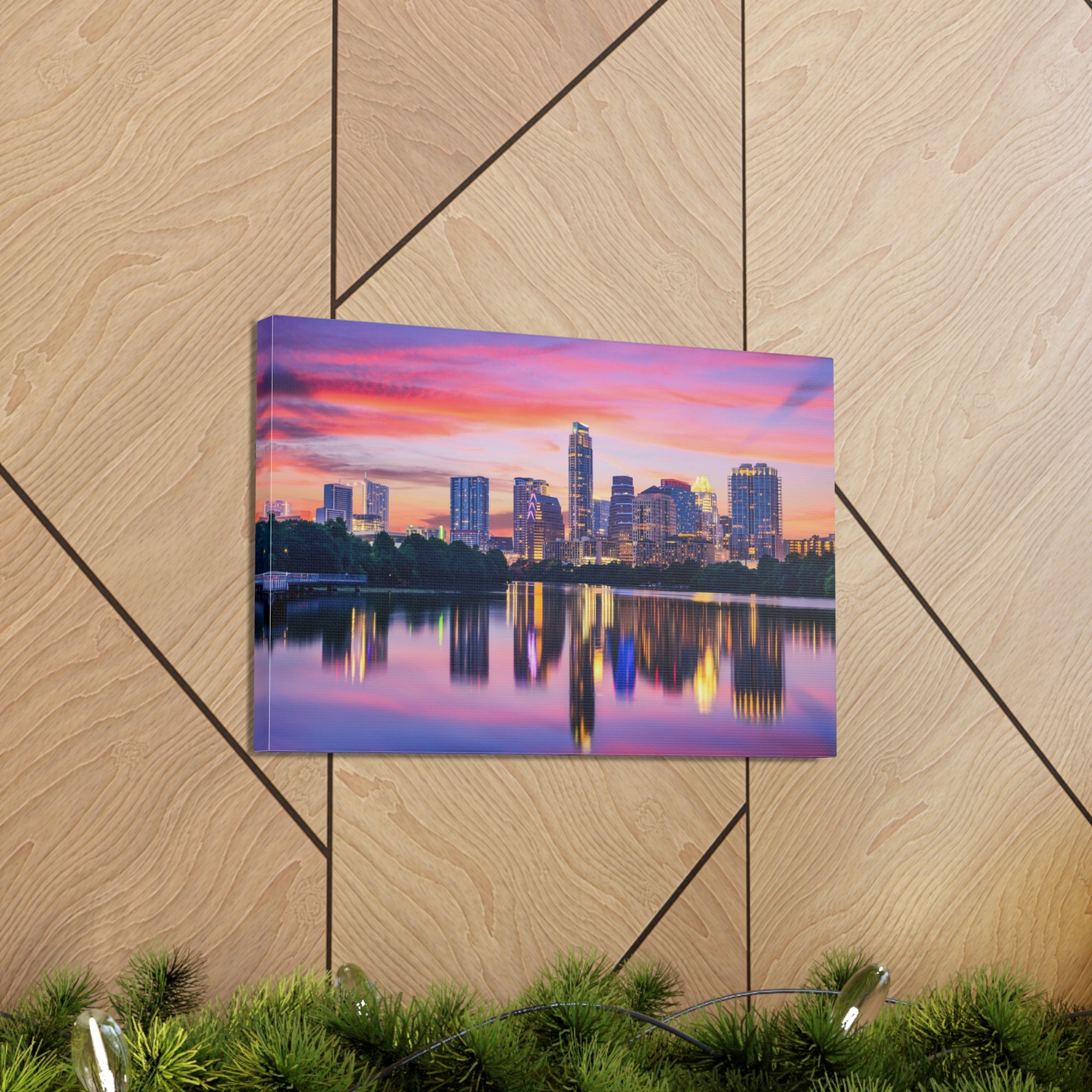 Austin Night Skyline Canvas Artwork High-Quality Breathtaking Stunning Cityscape for Home Decor Ready to Hang-Express Your Love Gifts