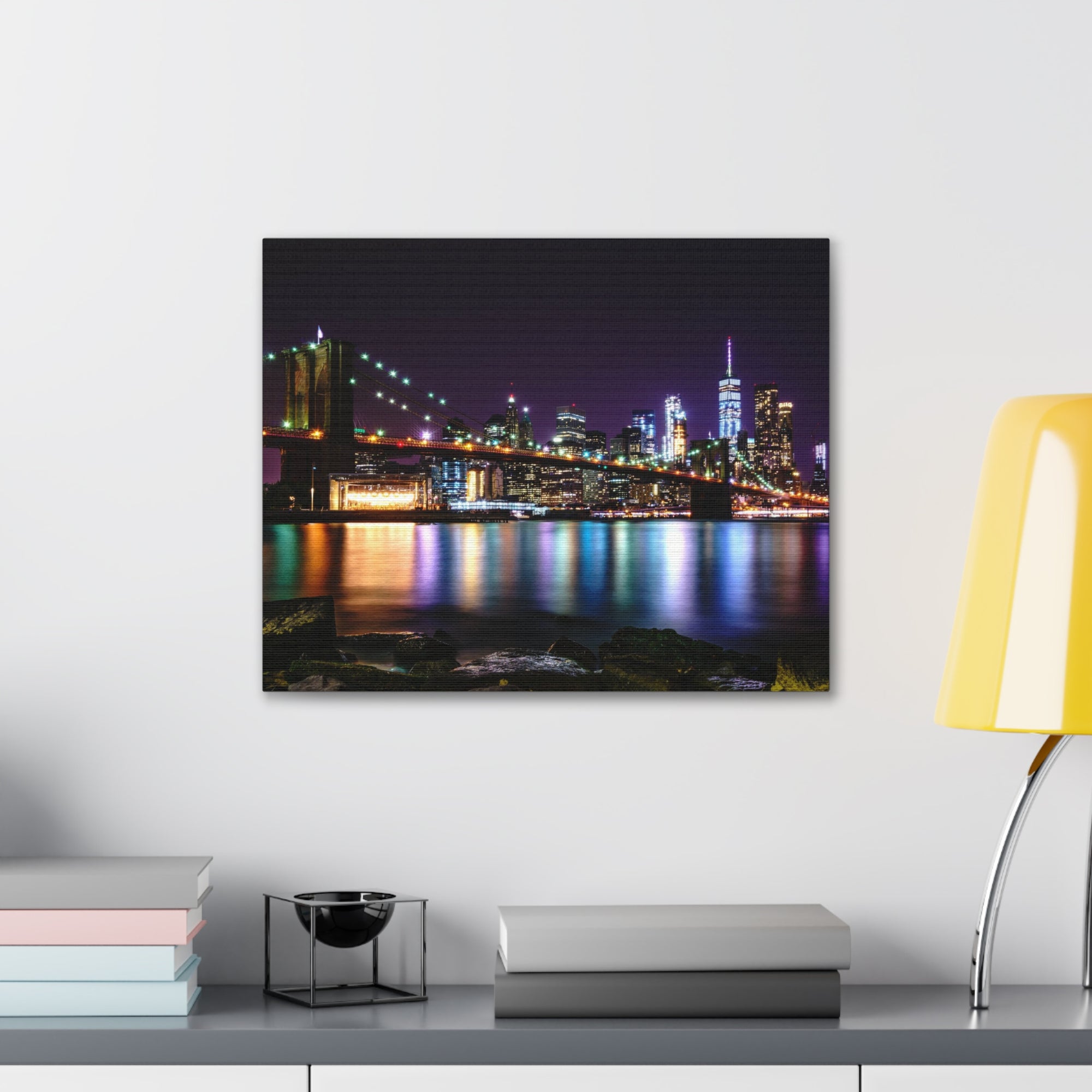 Brooklyn Night Skyline Canvas Artwork High-Quality Breathtaking Stunning Cityscape for Home Decor Ready to Hang-Express Your Love Gifts