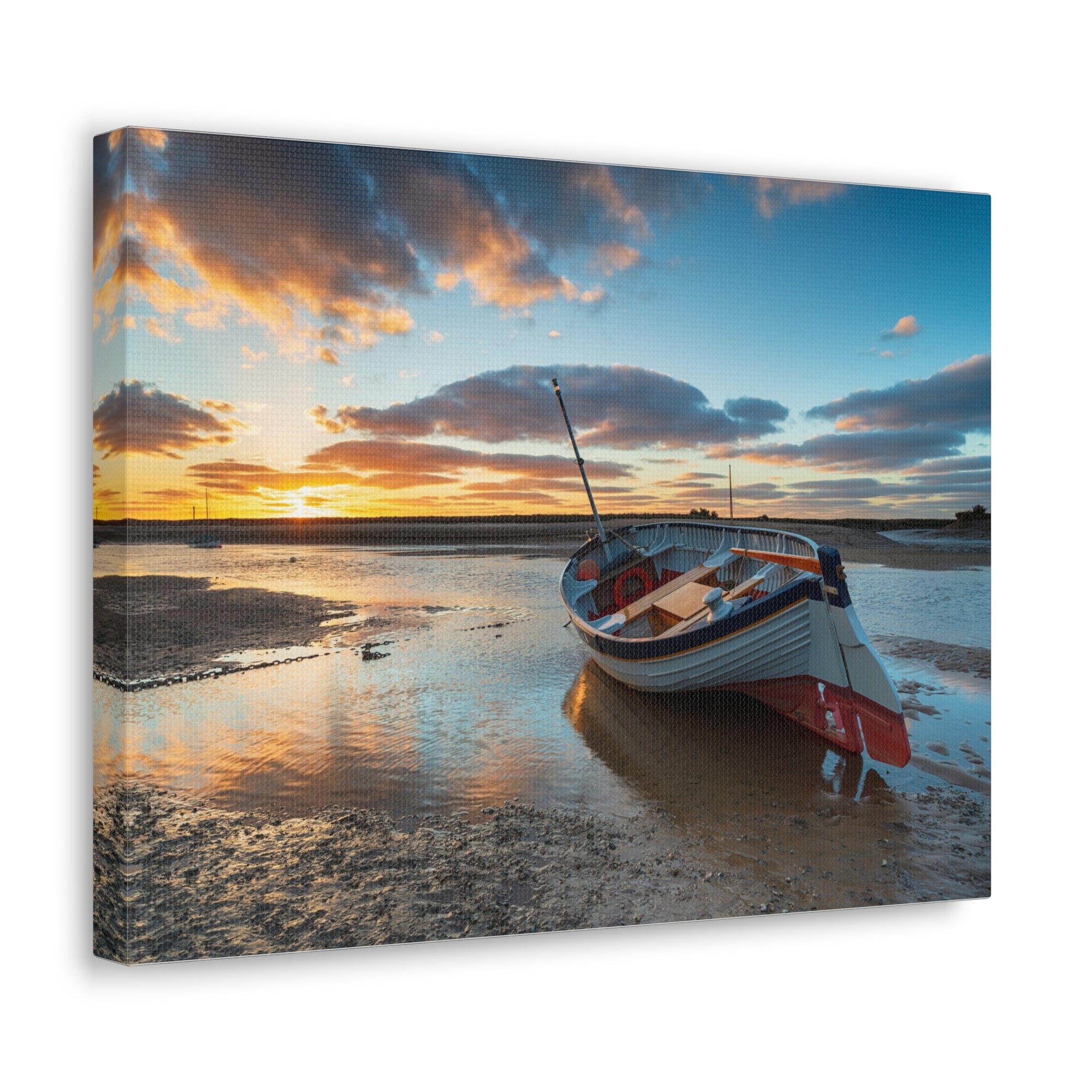 Stunning Sunset Over Fishing Boat Ocean Canvas Wall Art for Home Decor  Ready-to-Hang