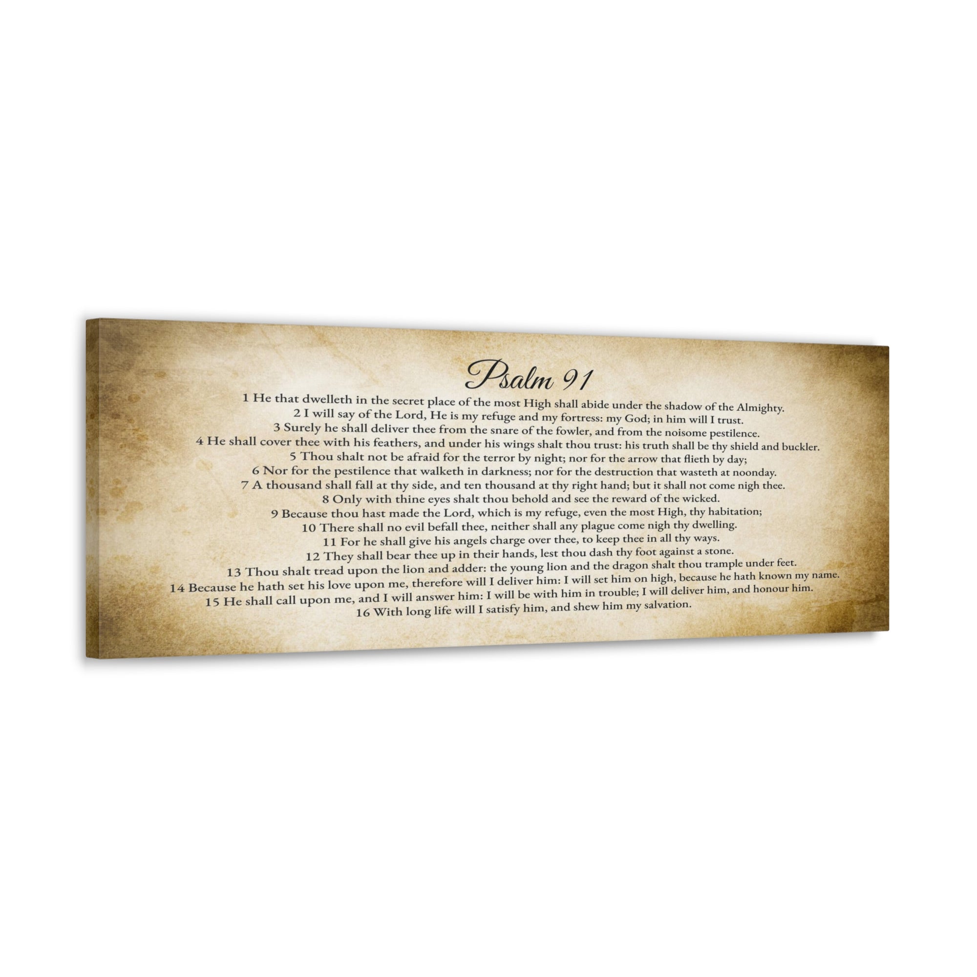 Scripture Walls Psalm 91 English Landscape Gold Bible Verse Canvas Christian Wall Art Ready to Hang Unframed-Express Your Love Gifts