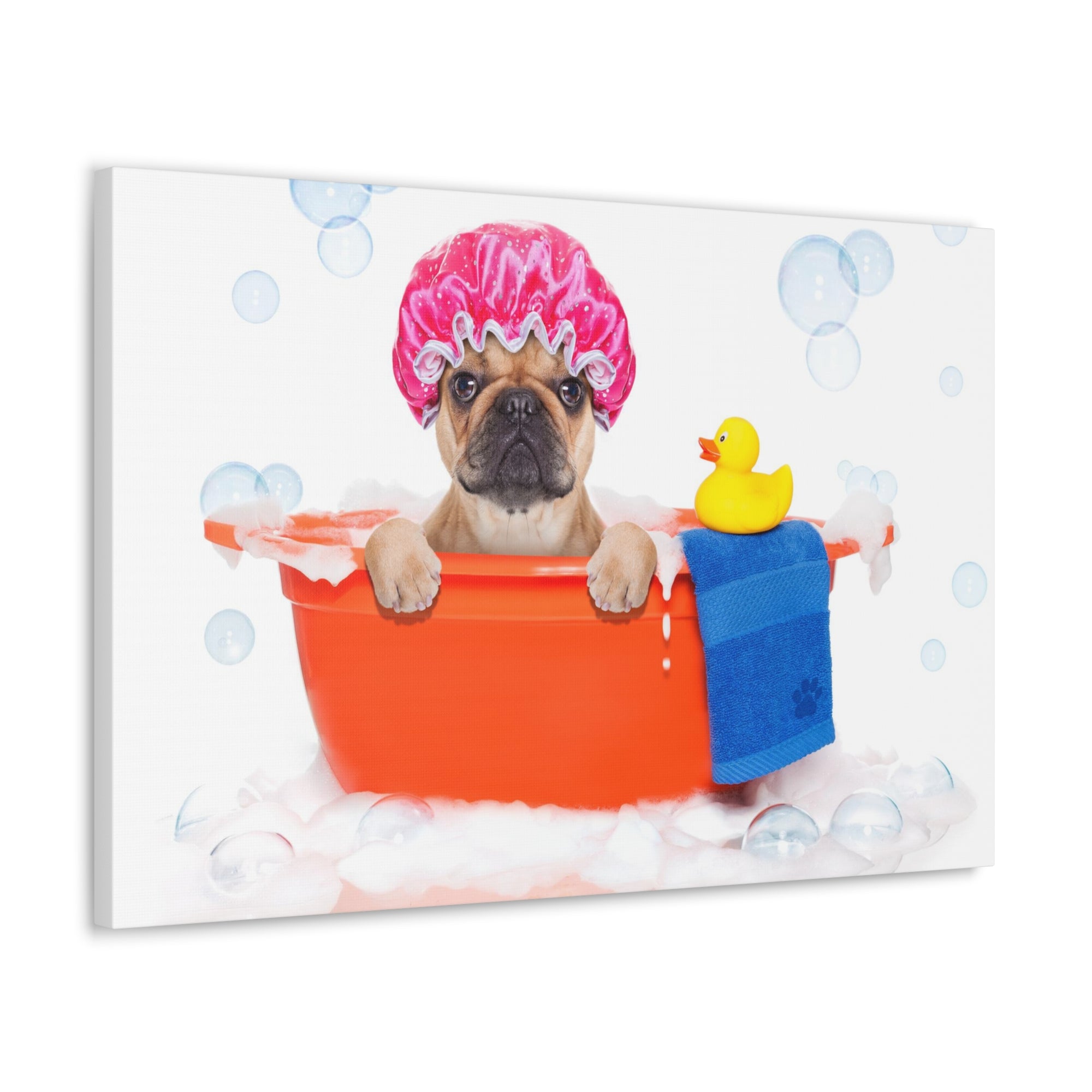 Funny French Bulldog Bathee Canvas Wall Art for Home Decor Ready-to-Hang-Express Your Love Gifts