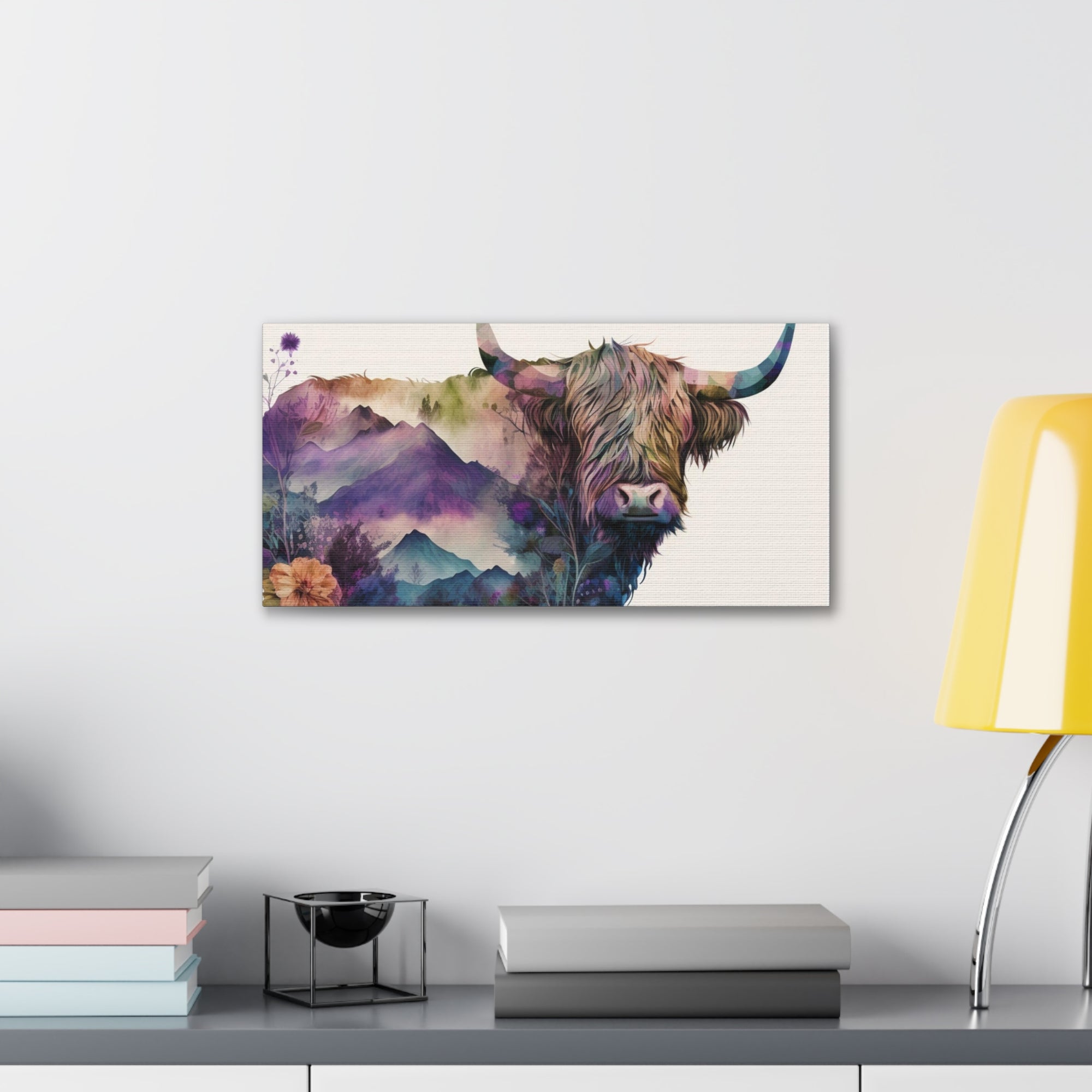 Bison Standing In Flower Field Buffalo Art Canvas Wall Art for Home Decor Ready-to-Hang-Express Your Love Gifts